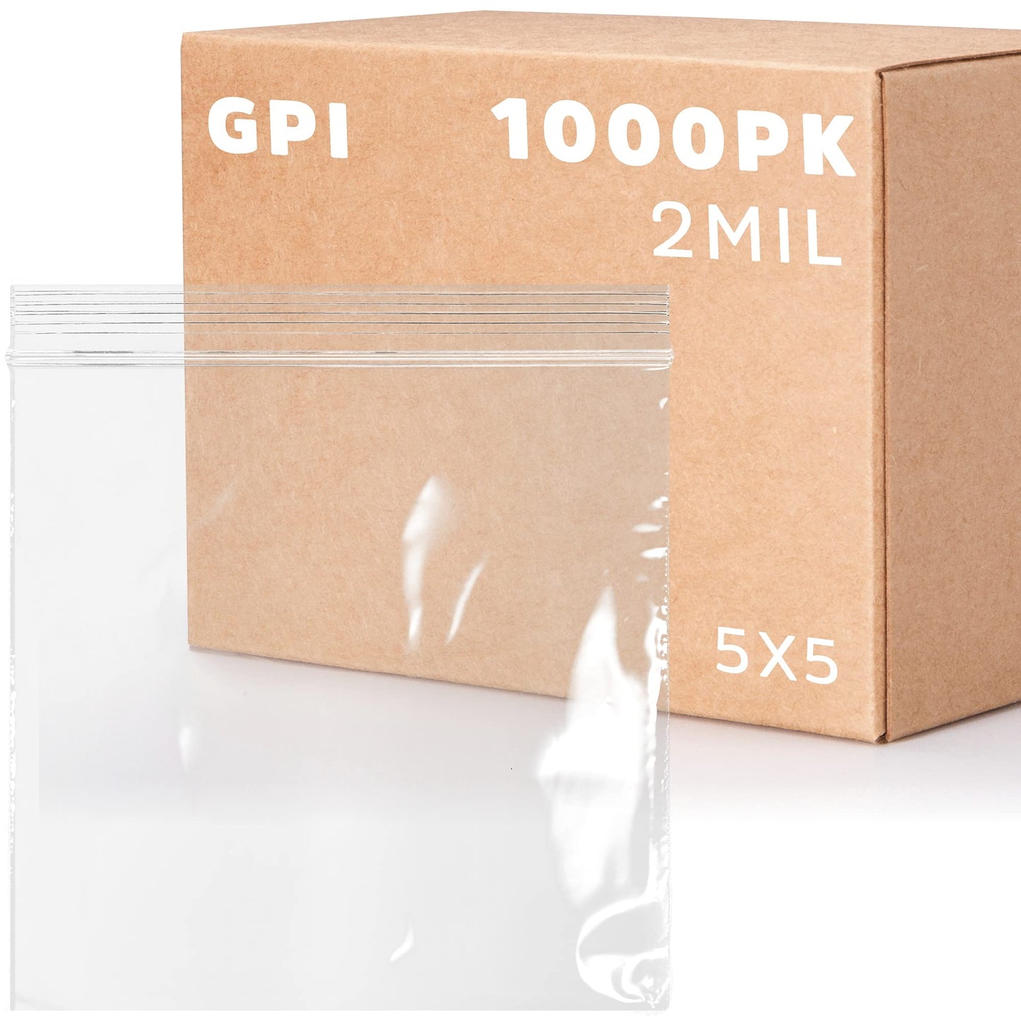 5" x 5" Zip Bags - 1000 Count, Small, Clear Plastic Reclosable Zipper Poly Baggies, 2 Mil, with Resealable Zip Top Lock for Packaging Food Storage, Snacks, Candy, Office Supplies & More.