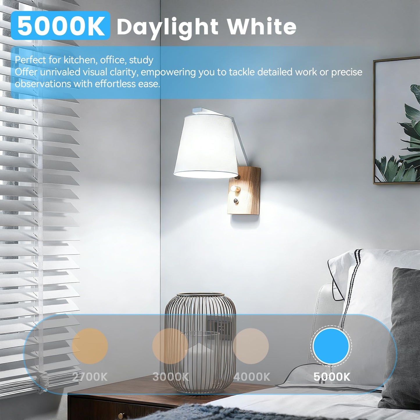 Brightever A19 LED Light Bulbs Dimmable, 100 Watt Equivalent Light Bulbs, Daylight White 5000K, 1100 Lumens, 12W Bright E26 LED Bulb, Energy Efficient for Bedroom Living Room Home Office Lamp, 8-Pack