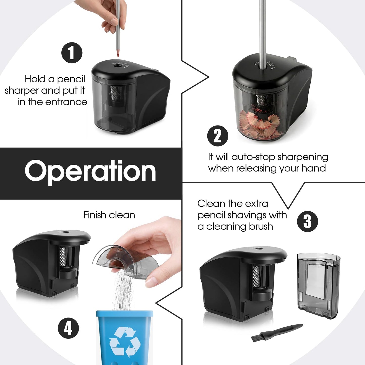 Electric Pencil Sharpener,Mini Automatic Pencil Sharpener.Suitable for No. 2/Colored Pencils (6-8 mm),Applicable to School/Classroom/Office/Home
