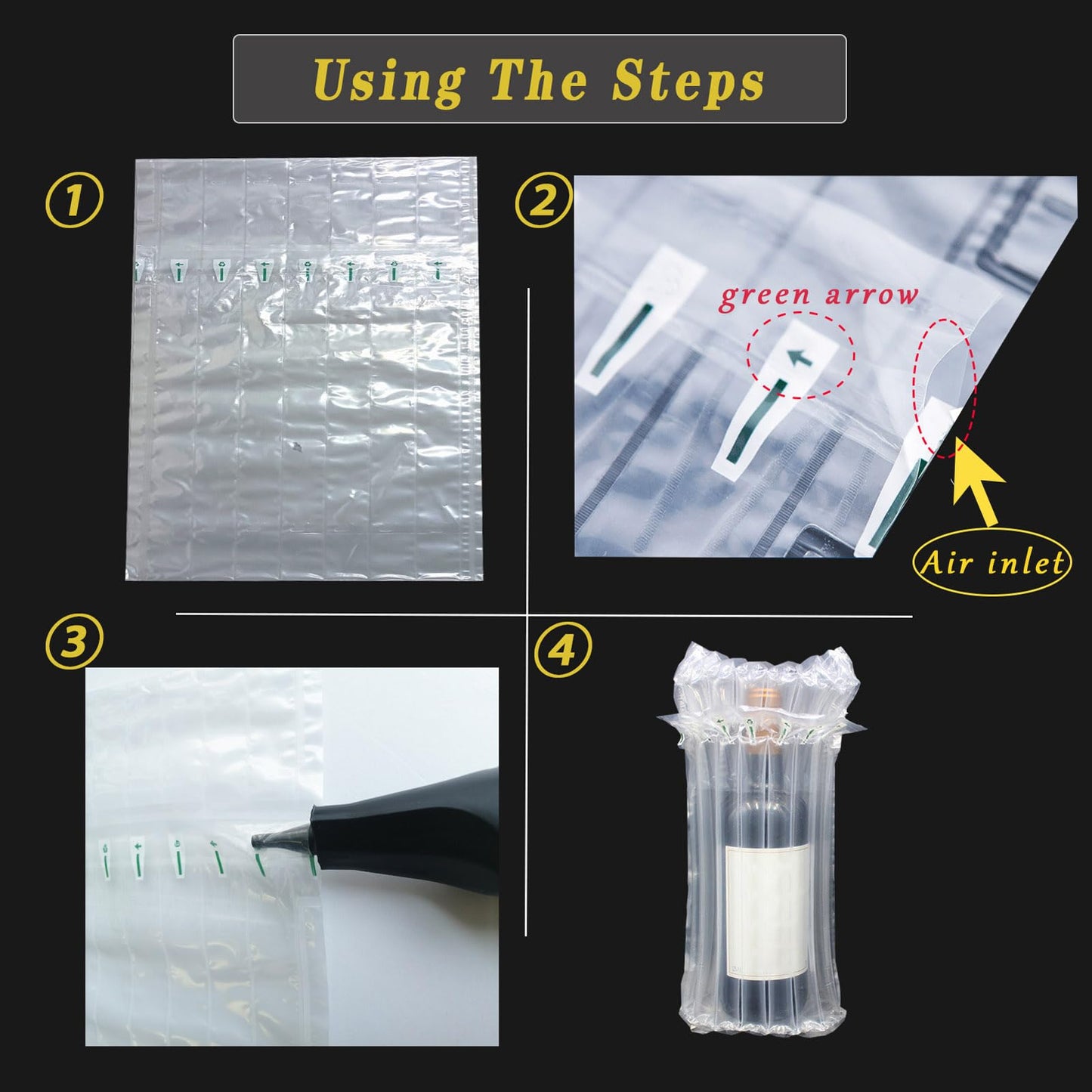 STAYWILD 31 Packs Wine Bottle Travel Protector & Inflatable Bags Airplane,Air Column Bubble Cushion Wrap Pouches for Shipping Packing Transport