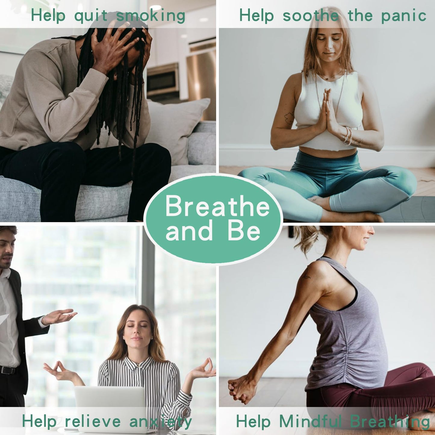 Anxiety Relief Pendant Mindfulness Breathing Necklace - Essential Oil Diffuser & Personal Inhaler Aromatherapy Necklaces for Women & Men (Steel)