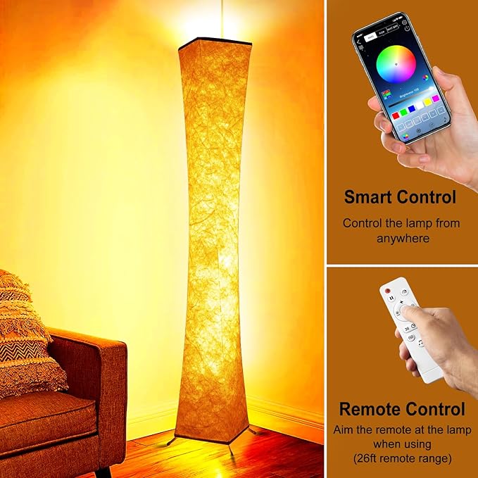 Floor Lamp, RGB Color Changing Led Smart Lamp, Music Sync, APP Remote Control, 62'' Standing Lamp for Living Room Bedroom Game Room