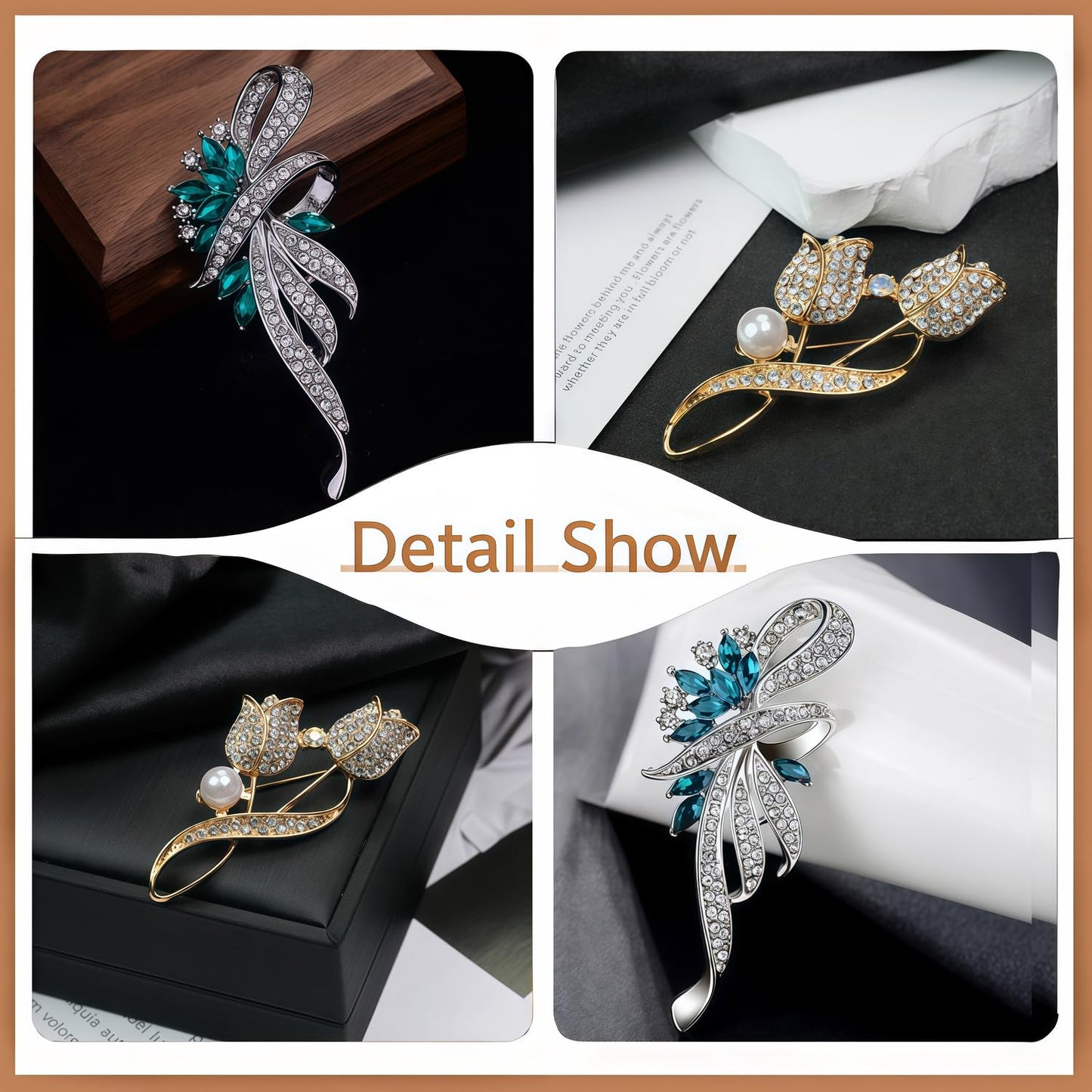 Yaximhozz 2pcs Rhinestone Brooch Pin for Women Dress Elegant Stylish Crystal Brooches Fashion Accessories Pins Lapel Boutonniere Ideas Wedding Christmas Birthday Jewelry Easter Gift (07 Royal Blue/Gold)