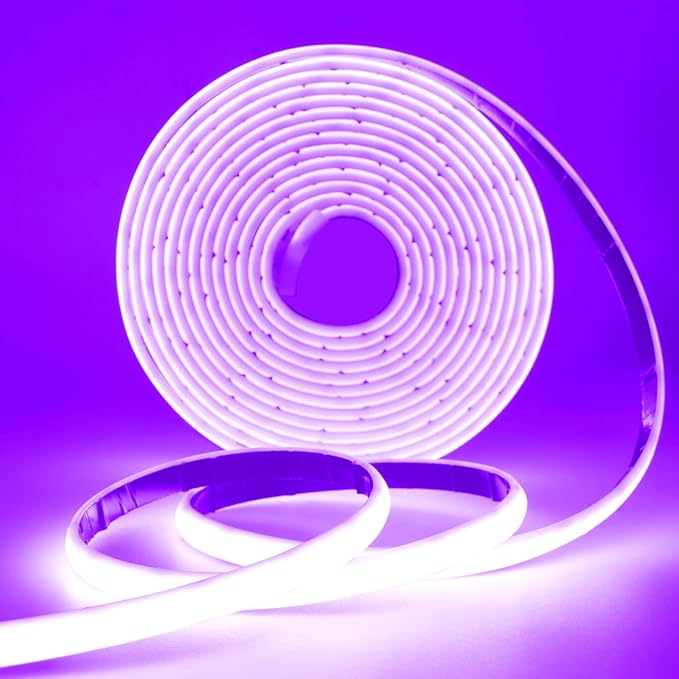 24V COB Neon Strip, 320LEDs/m Ultra-Bright Flexible COB Neon LED Strip, Outdoor Waterproof IP68 Self-Adhesive Tape, Red/White 2-Wire LED Fairy Lights for Patio, Christmas（Violet,3M）