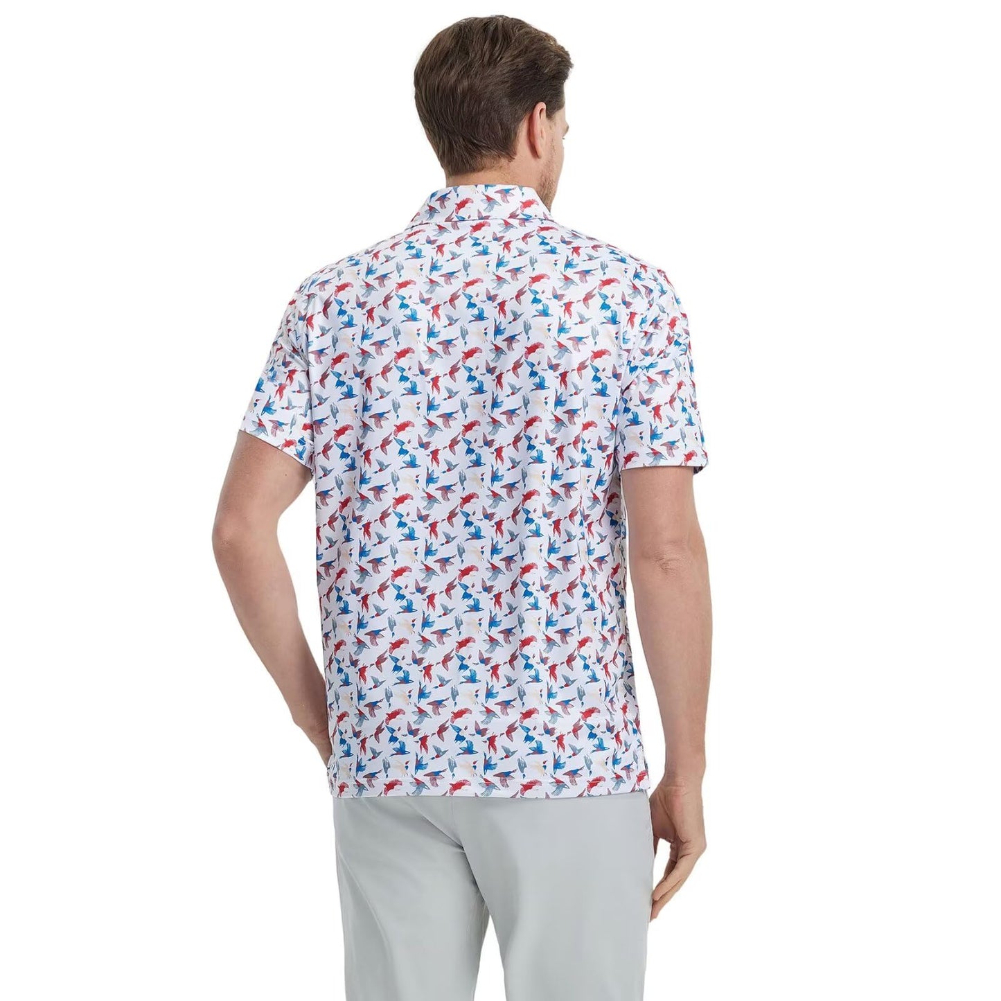 M MAELREG Mens Golf Shirt Short Sleeve Dry Fit Print Moisture Wicking Performance Patterns Collared Polo Shirt