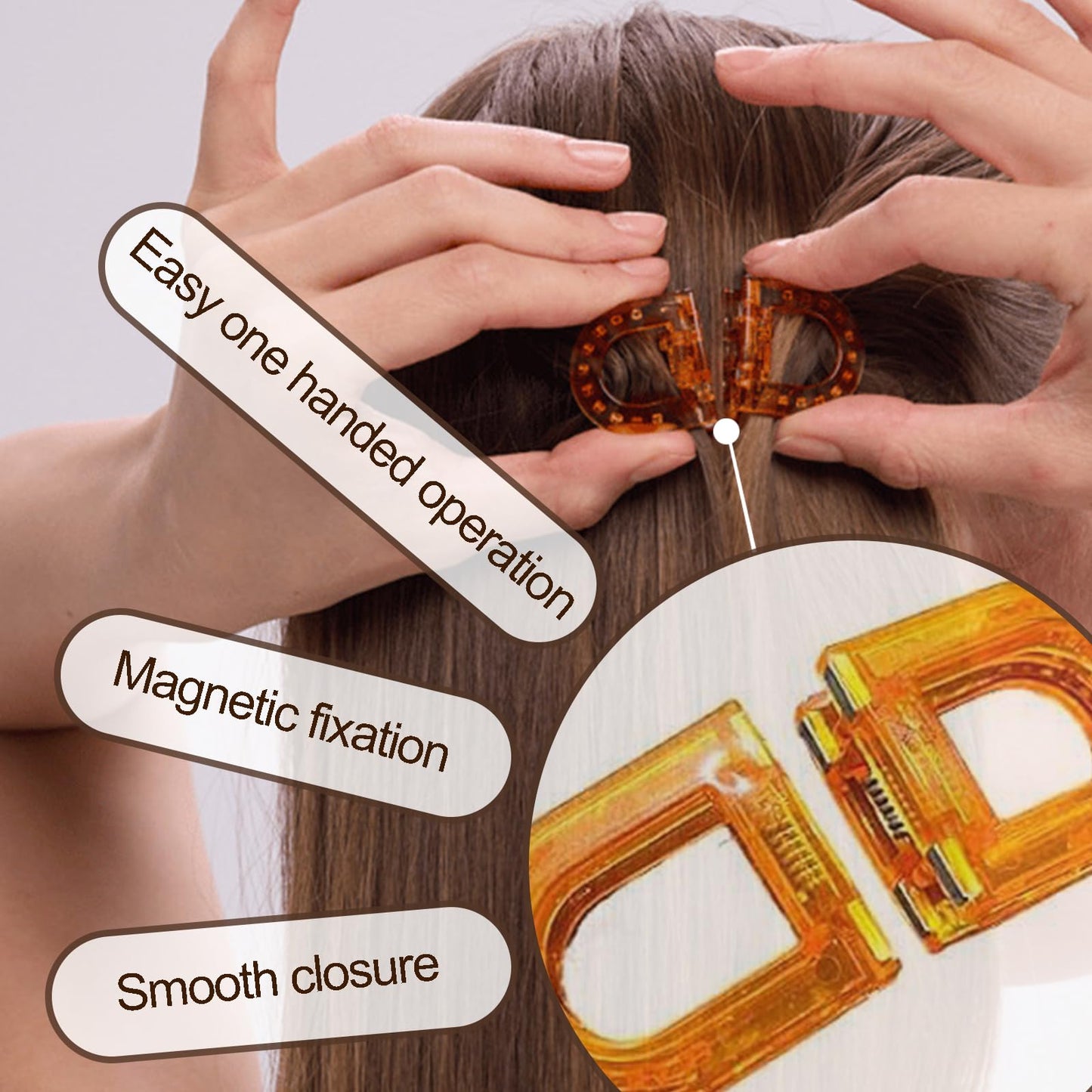 4Pcs Magnetic Hair Clips – Strong Hold No-Slip Magnetic Hair Styling Clips,Seamless 2-in-1 Design for Easy Everyday Hairstyles,Clip No Crease,Gentle on All Hair Types Strong Hold