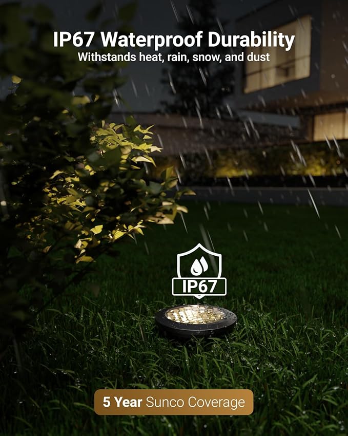 Sunco Low Voltage In-Ground LED Outdoor Lights, Landscape Well Lighting for Yard, Garden, Walkway, 3W, 200 LM, 3000K Warm White, IP67 Rated, 50000 Lifetime Hours ETL.