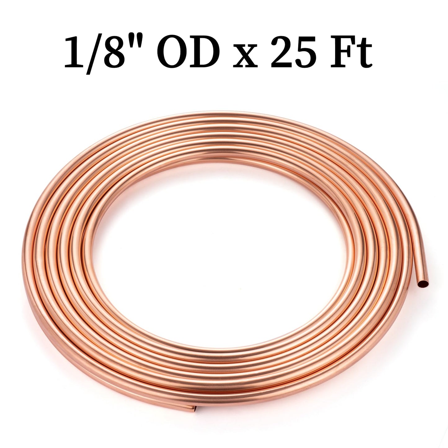 GOORY Copper Tubing 1/8" OD x 0.07" ID x 25 Ft - 99.9% C12200 Pure ACR Tube - ASTM B280 Refrigeration T2 Copper Tube Soft Coil - Round Seamless Tubing for Refrigerator HVAC System Industry DIY