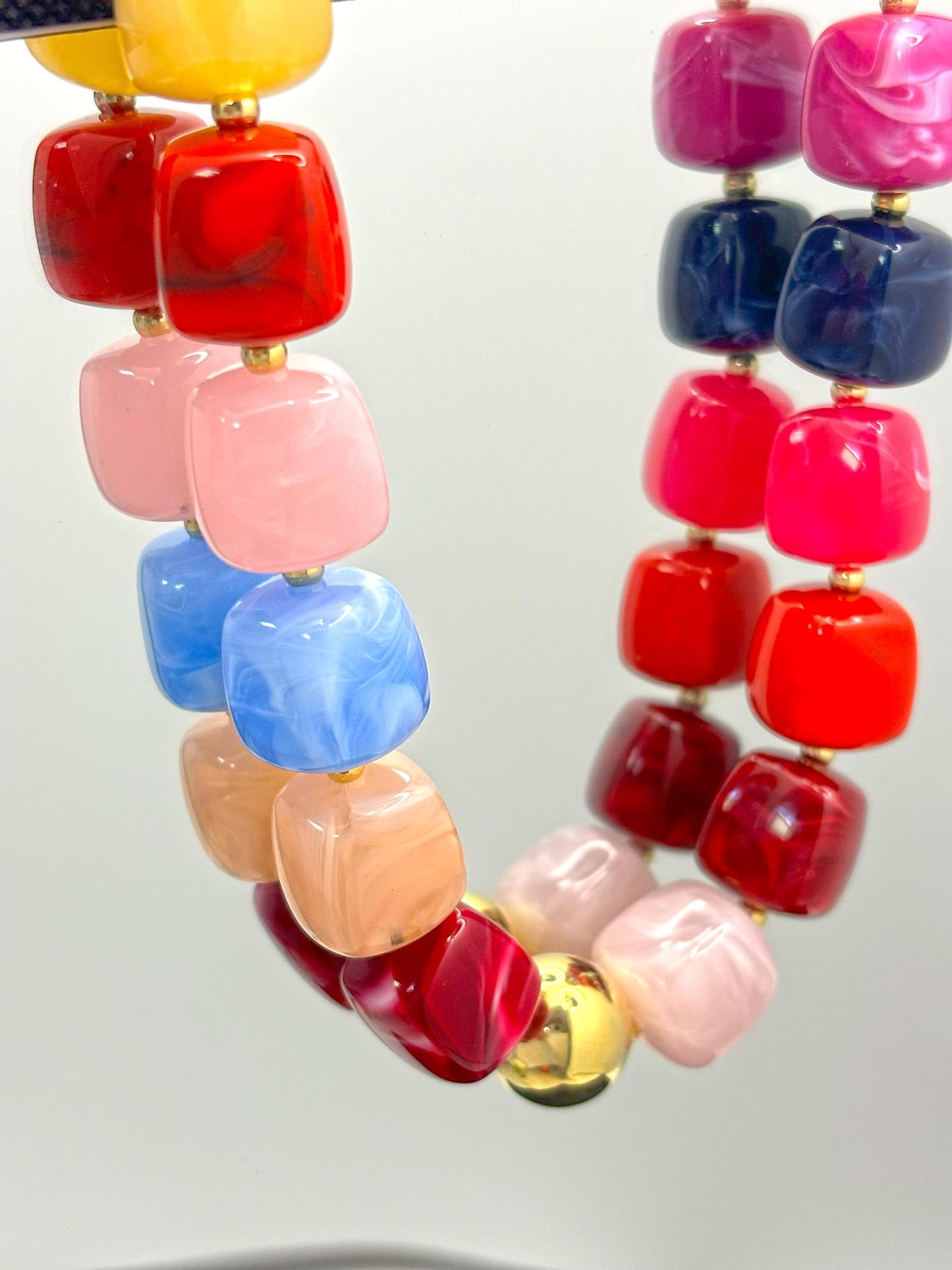 joymiao Beaded Necklaces for Women Trendy Statement Necklace Chunky Big Colorful Beaded Necklace Summer Necklaces Beach Boho Jewelry