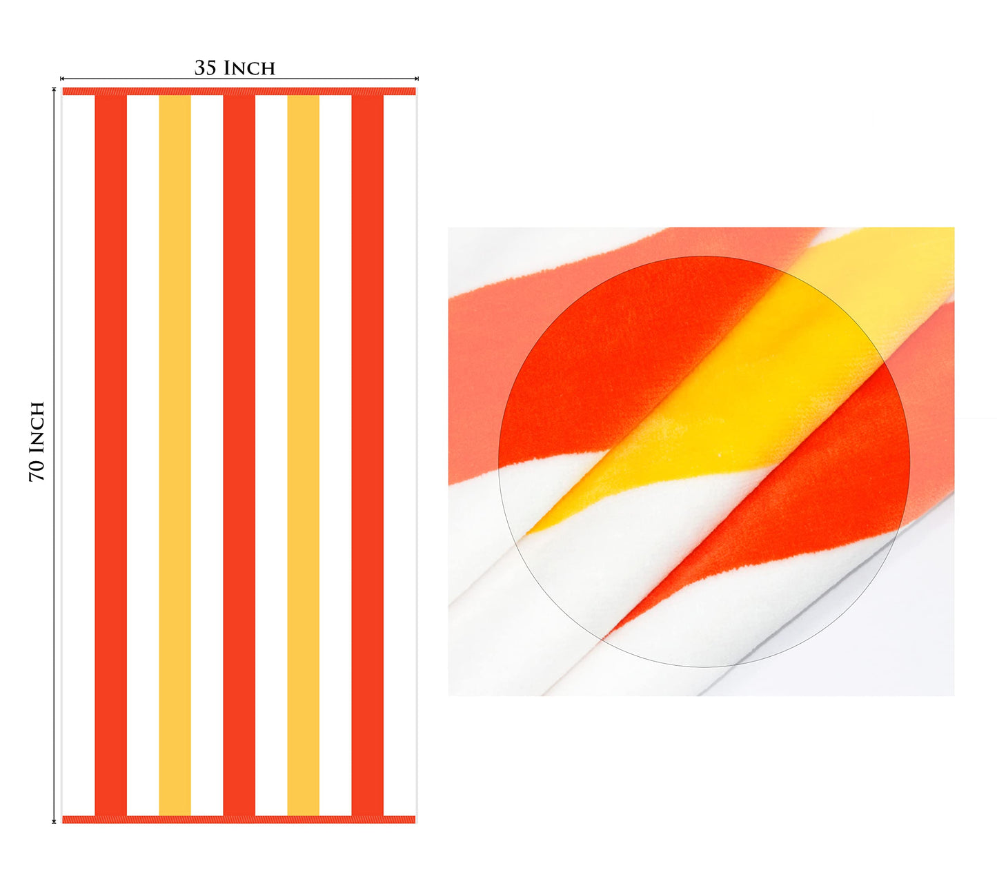 COTTON CRAFT Oversized XL Beach Towel 35 x 70-2 Pack 100% Cotton Velour - Big & Huge - Pool Picnic Bath - Double Woven Thick Extra Plush Super Soft Luxury - 630 GSM - Cabana Stripe Orange Yellow