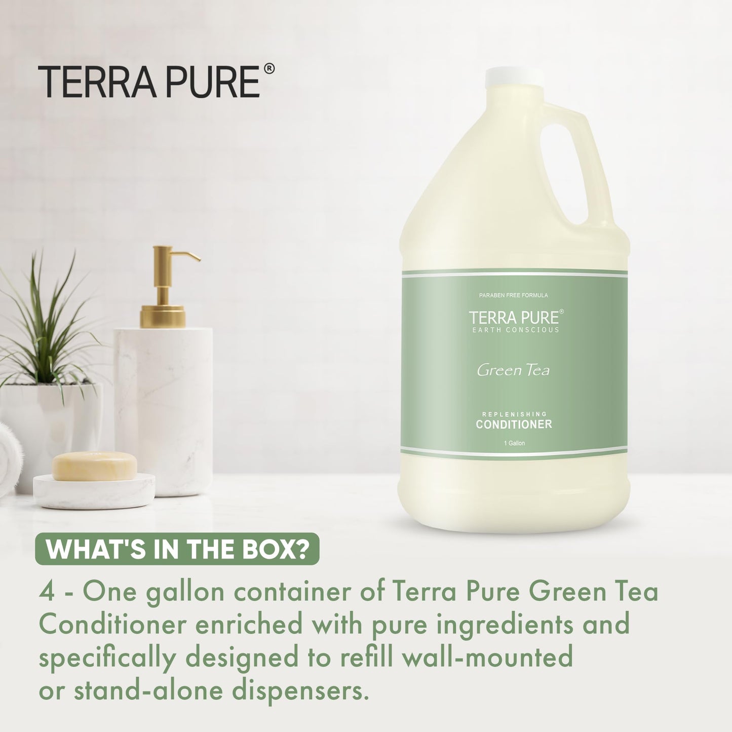 Terra Pure Hotel Conditioner | Four Gallons | Designed to Refill Soap Dispensers (Set of 4)