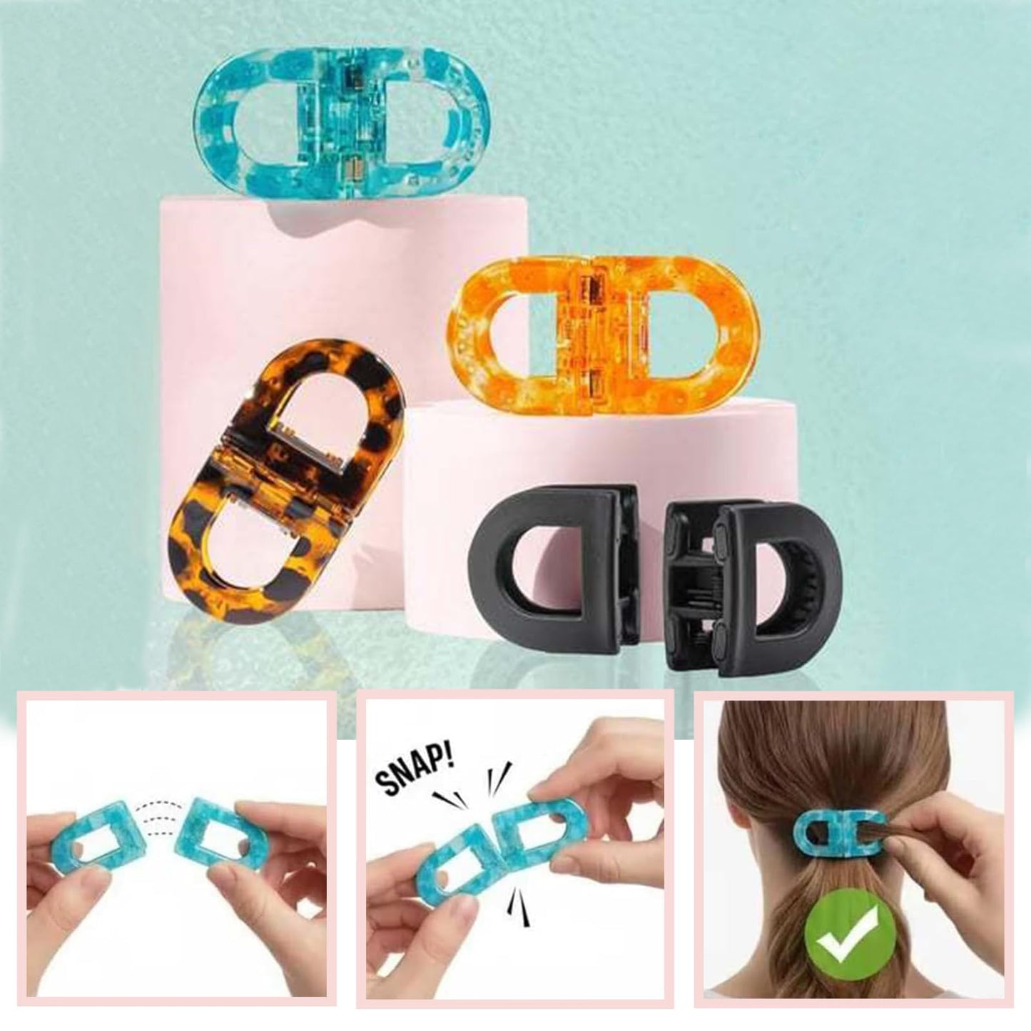 4Pcs Magnetic Hair Clips – Strong Hold No-Slip Magnetic Hair Styling Clips,Seamless 2-in-1 Design for Easy Everyday Hairstyles,Clip No Crease,Gentle on All Hair Types Strong Hold