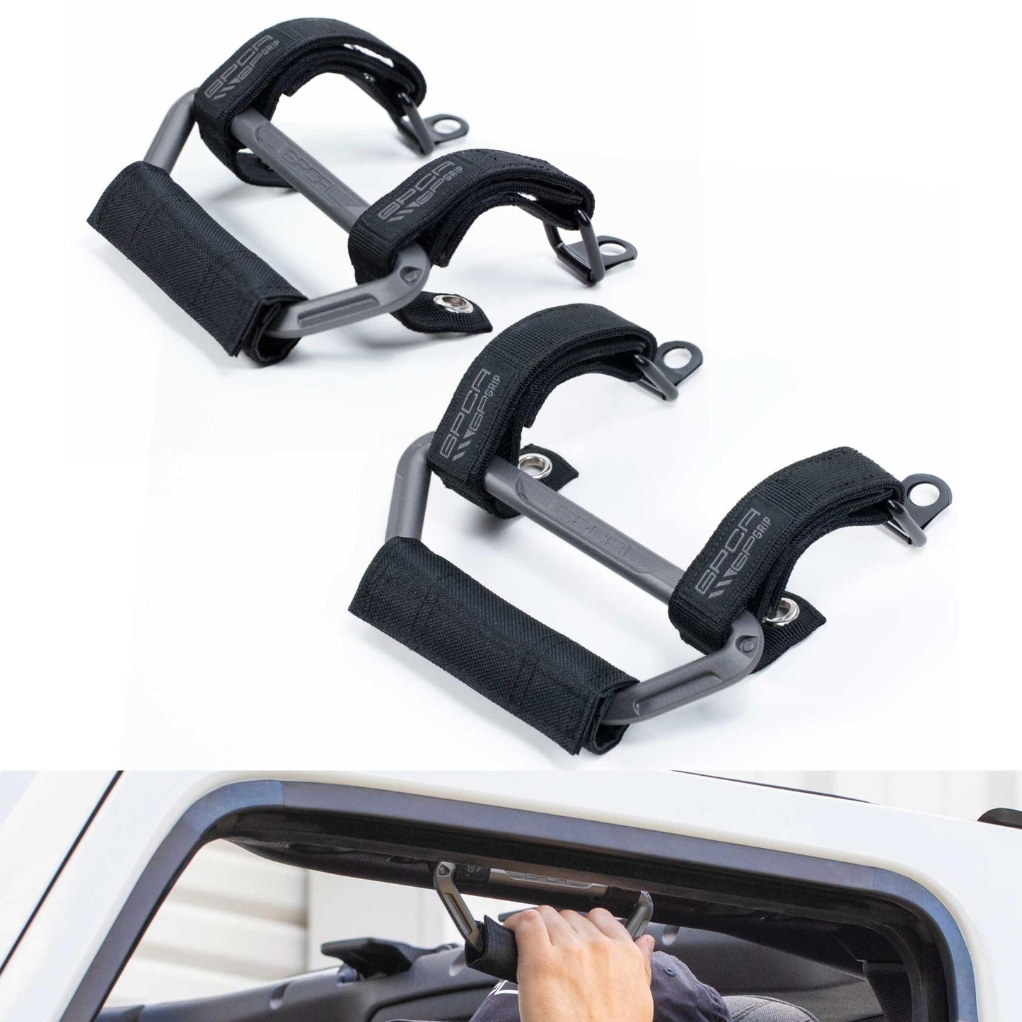 GPCA GP Grip Air Grab Handles for 2024+ Jeep Wrangler JL & Jeep Gladiator JT 4xe W/Airbag Compatible - Aero-Grade Aluminum, Pate