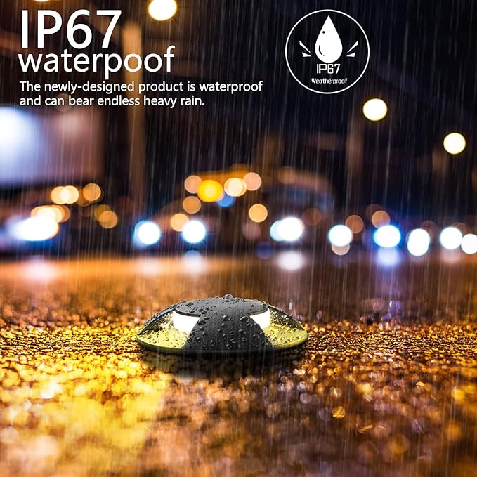 LED Outdoor In Ground Lights with Protecting Shell, Warm White Φ2.36in Low Voltage 12V DC IP67 Waterproof, Electric Wired Recessed Landscape Well Lighting for Outside Yard Floor, 6 Pack Black
