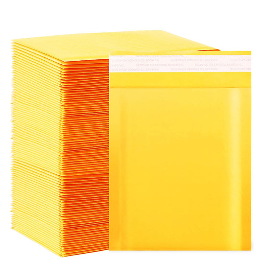 Kraft bubble mailers 6x9 Inch 200 Pack,Self-Sealing Paper Envelopes for Packaging,Strong Adhesion Envelope Mailers, Small Waterproof Cushioned Padded Shipping Bags Yellow #0