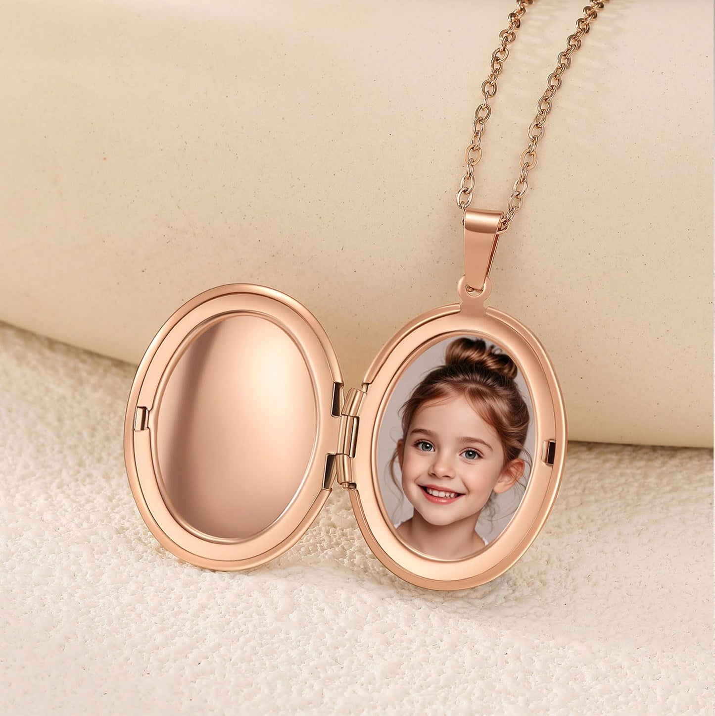 PHOCKSIN Rose Gold Oval Locket Necklace 12 Birth Flowers Personalized Necklace that Holds Pictures Customized Gifts Locket Necklaces for Birthday