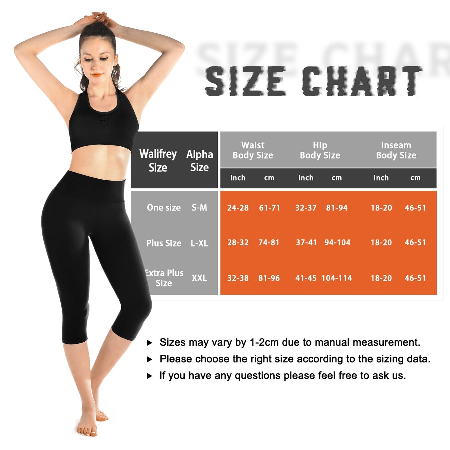 Walifrey Capri Leggings for Women, Buttery Soft High Waisted Leggings for Gym Yoga Workout (Black XXL)