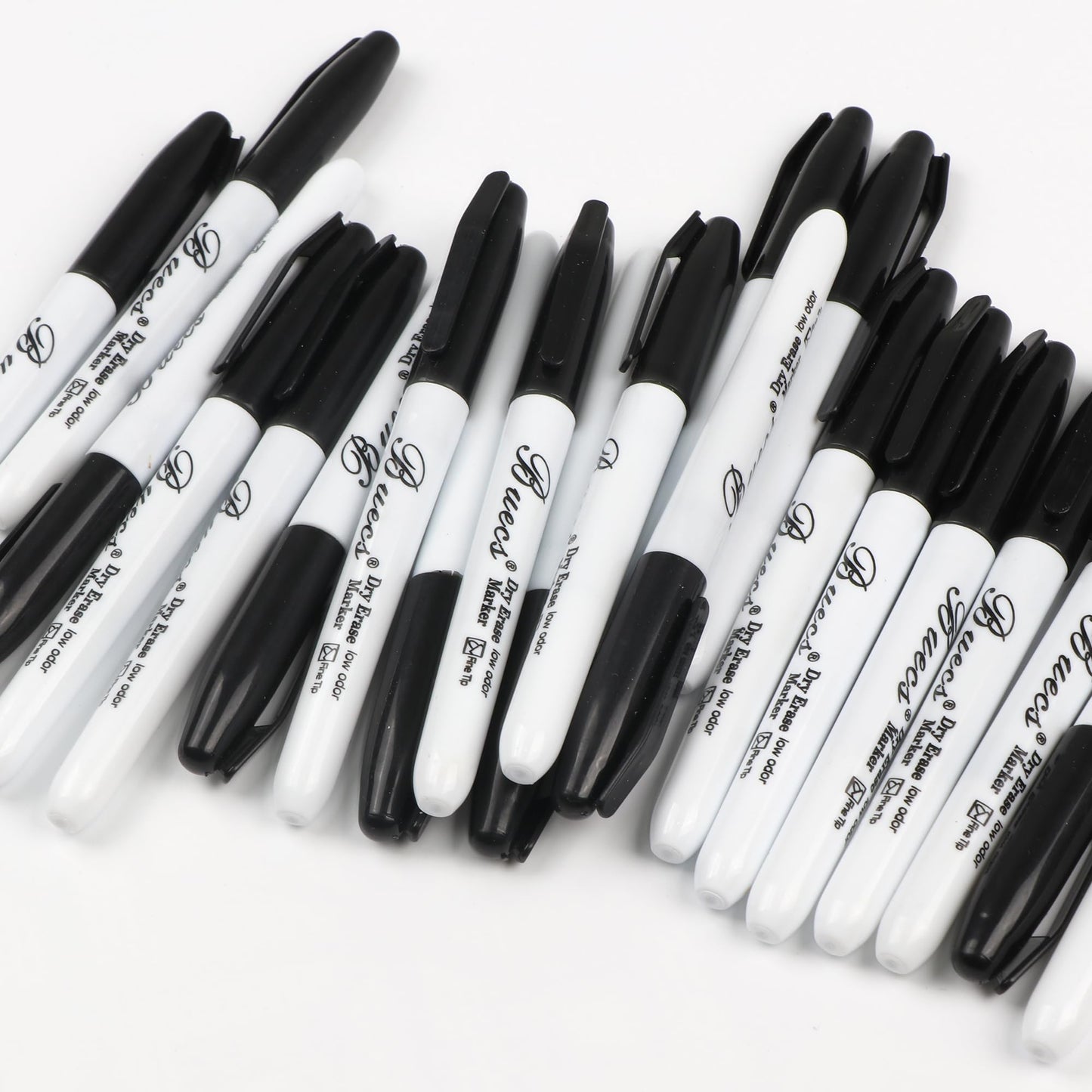Buecs Black Dry Erase Markers, Low-Odor, 60 Count, Fine Point, Perfect for Writing on Whiteboards, Dry-Erase Boards, Glass, School Office Supplies
