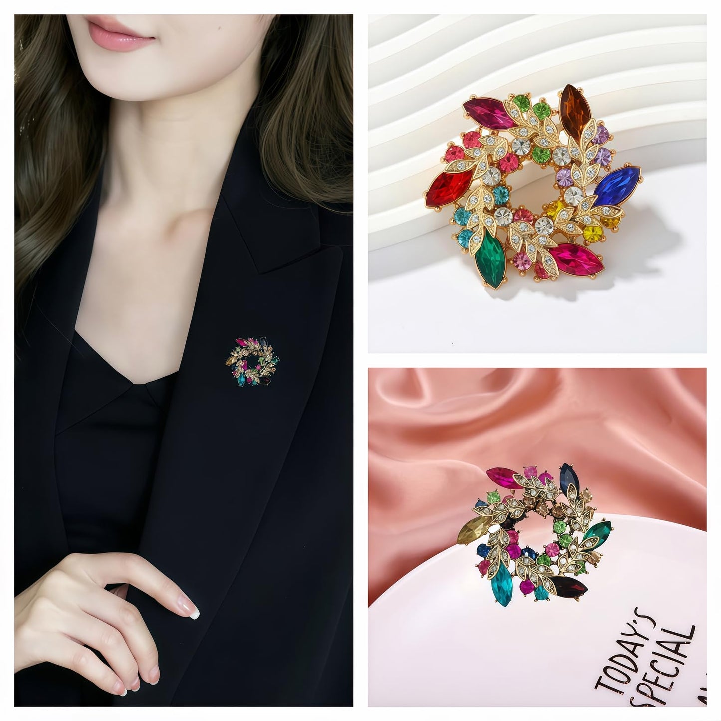 Yaximhozz 2pcs Rhinestone Brooch Pin for Women Dress Elegant Stylish Crystal Brooches Fashion Accessories Pins Lapel Boutonniere Ideas Wedding Christmas Birthday Jewelry Easter Gift (14 Gold Bird/Colorful)