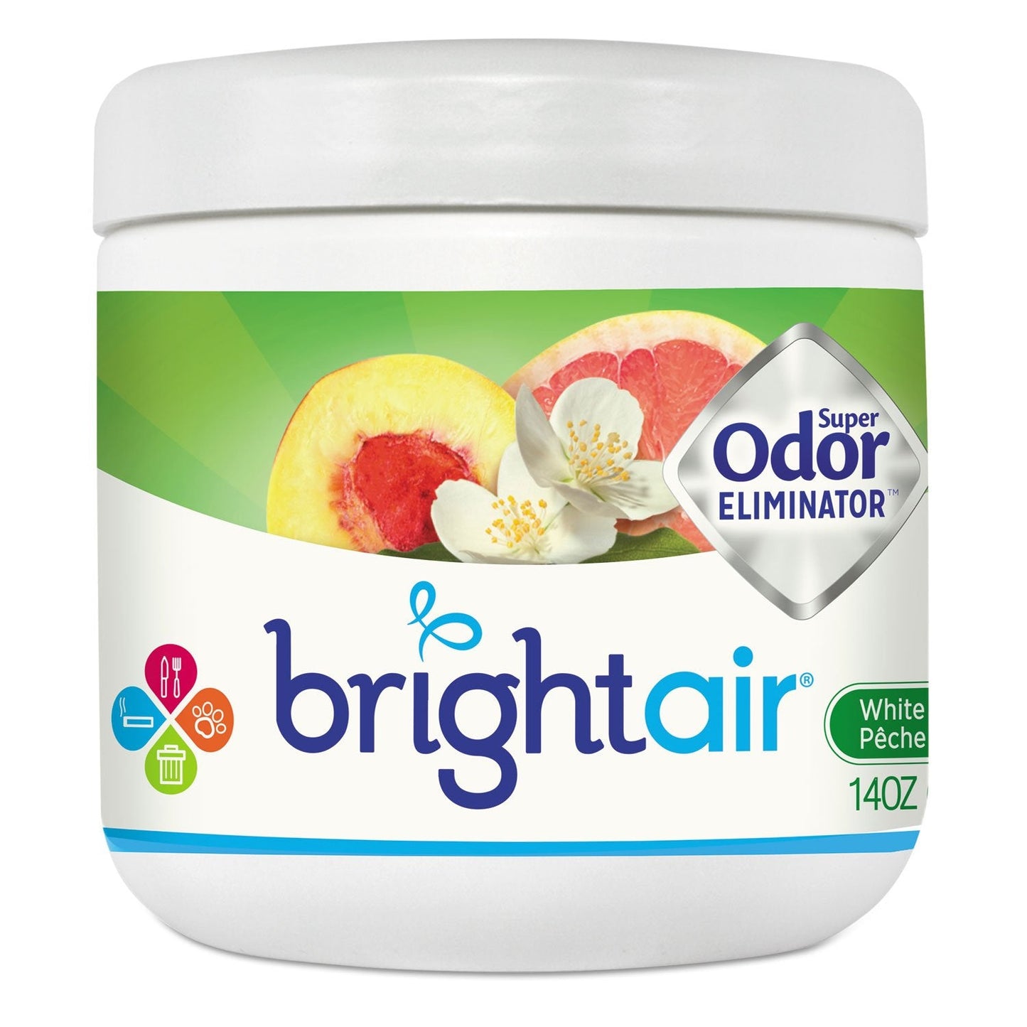 Bright Air Solid Air Freshener and Odor Eliminator, White Peach and Citrus, 14 Ounces