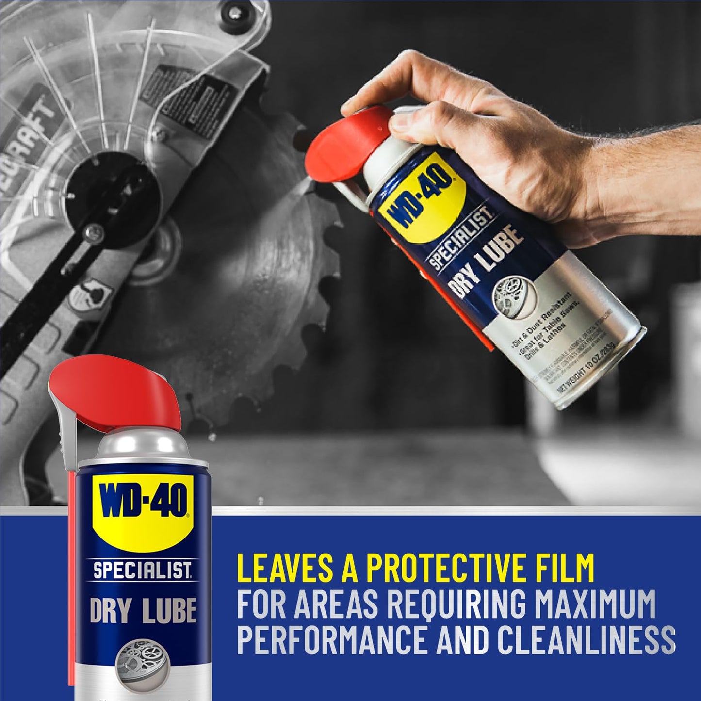 WD-40 Specialist Dry Lube with Smart Straw, Lubricant for Corrosion Protection on Table Saws, Drills and Lathes, Industrial Strength Friction-Reducing Formula, 10 Oz., 6-pack case