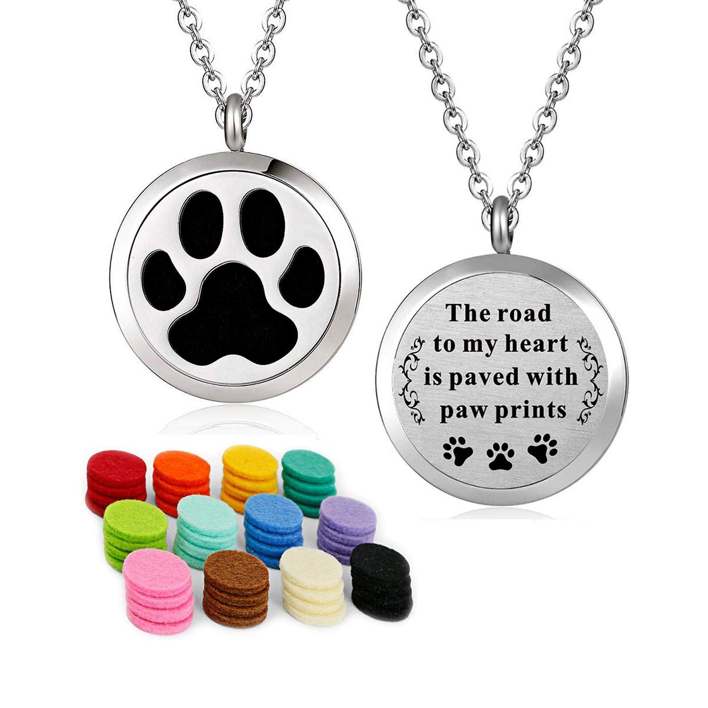 Essential Oil Necklace Diffuser Family Tree of Life Necklace Pendant Aromatherapy Locket Gifts (Dog Paw)