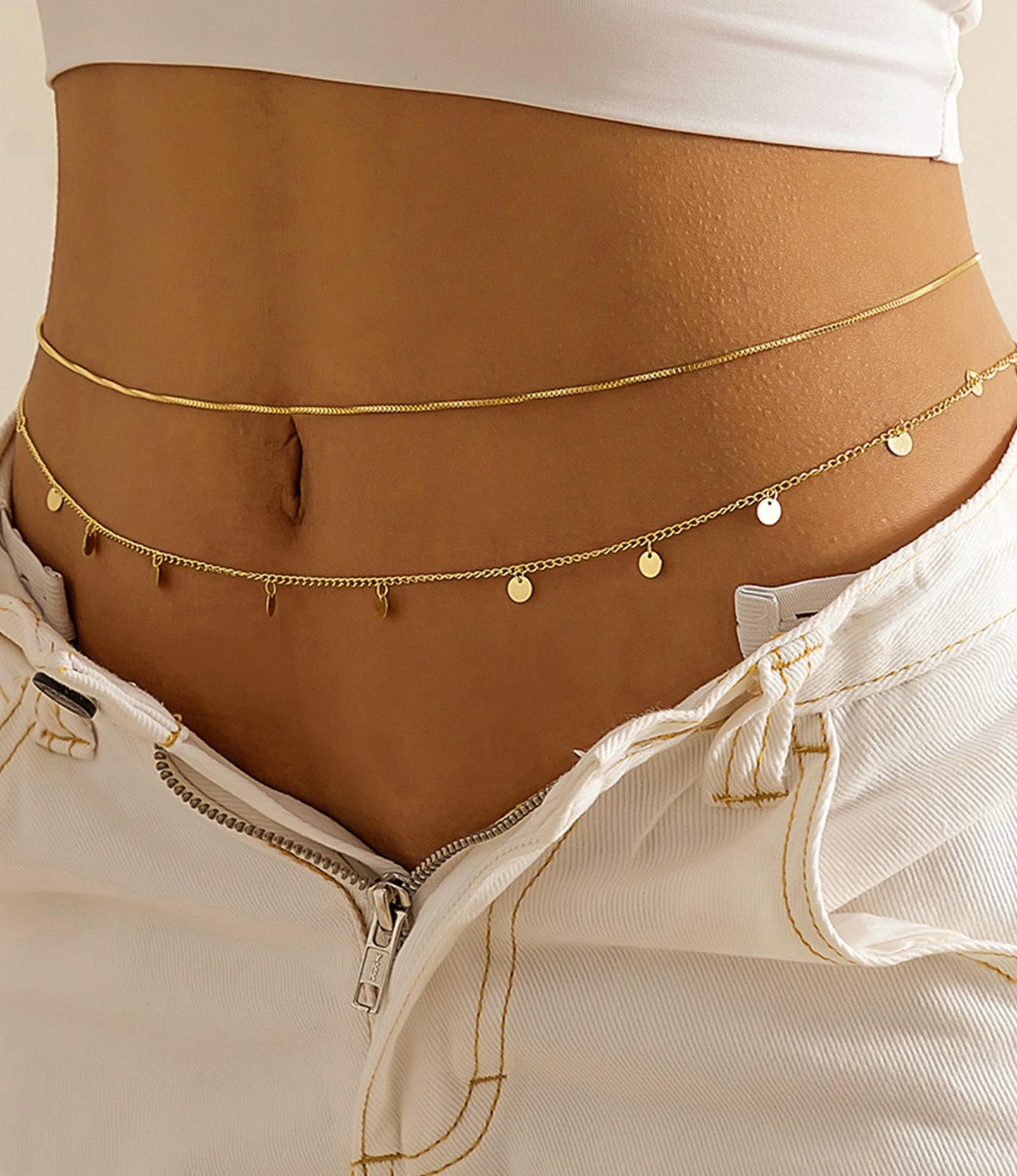 MODRSA Belly Chain Waist Chain for Women Gold Waist Jewelry for Women Waist Jewelry Gold Belly Chain Multi-layer Stomach Jewelry Chain Body Chain Jewelry, MO240312YLA01
