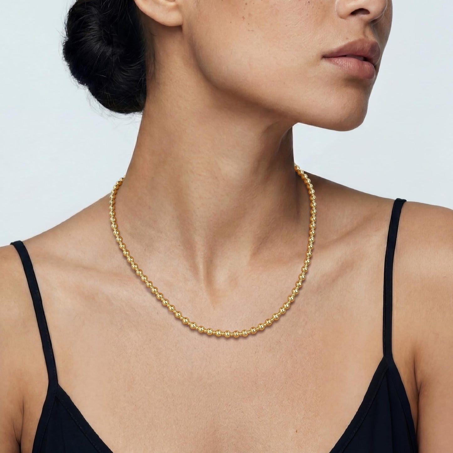 Sajidos Gold Plated Plastic Beaded Necklaces for Women 14K Gold Plated Bead Chunky Heart Charm Pendant Necklace Handmade Trend Fashion Jewelry Gifts
