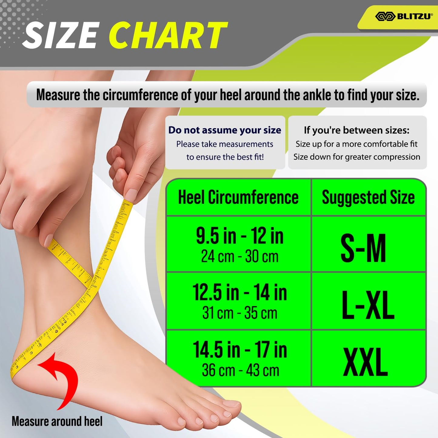 BLITZU Compression Socks for Plantar Fasciitis, Foot, Arch & Ankle Support
