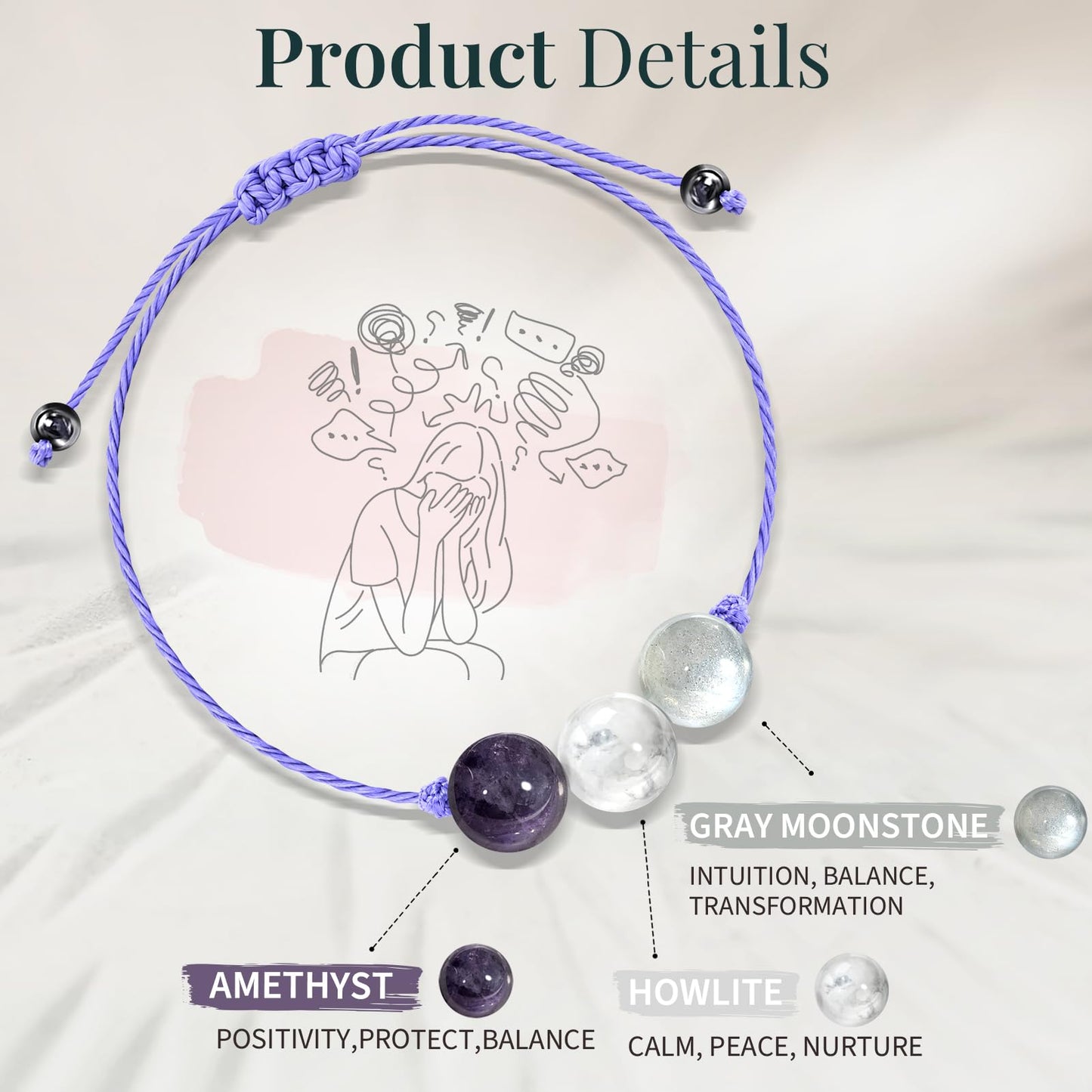 ZOKCC Crystal Healing Bracelets Gifts for Women: Spiritual Natural Healing Stone Anxiety Protection Bracelets Birthday Christmas Gifts for Friends Sister Coworker Nurse Teacher