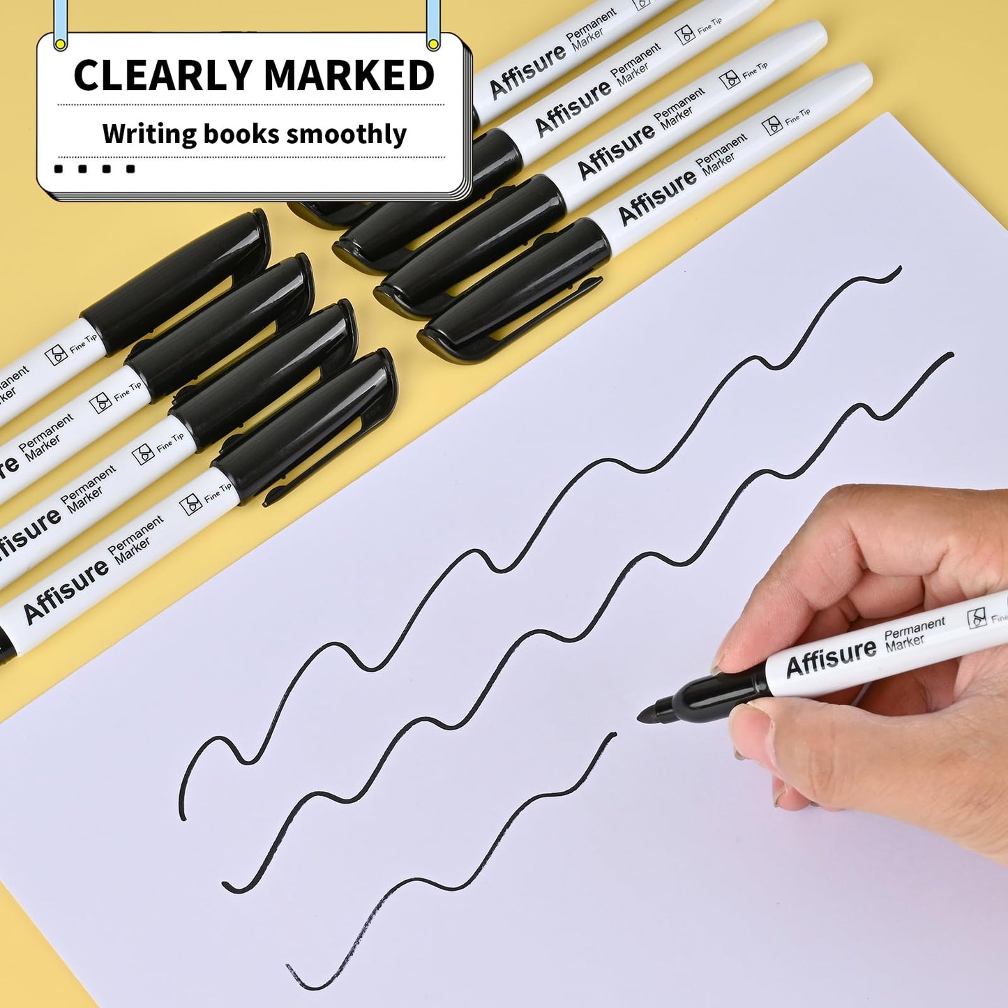 Affisure Permanent markers, 60 packs permanent markers bulk, quick drying in one second, waterproof, smooth, not easy to erase, durable, can be marked on glass, tiles and cloth, office supplies