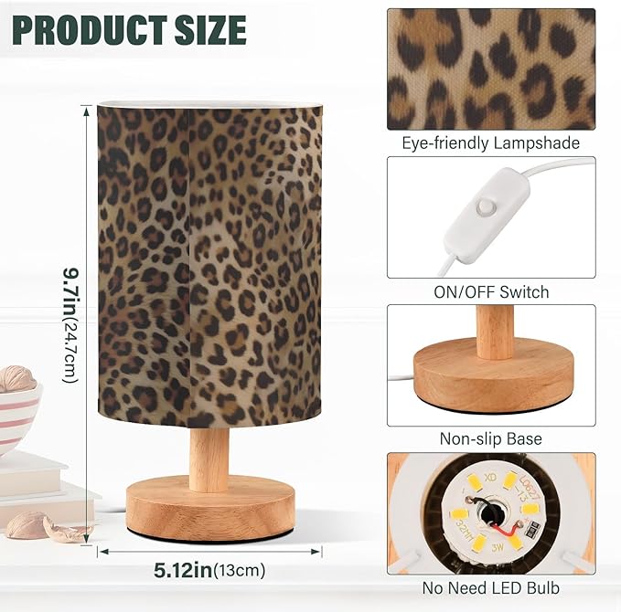 senya Table Lamp for Bedroom Living Room, Speckled Leopard Bedside Lamps with USB Charging Ports Nightstand Light Lamps