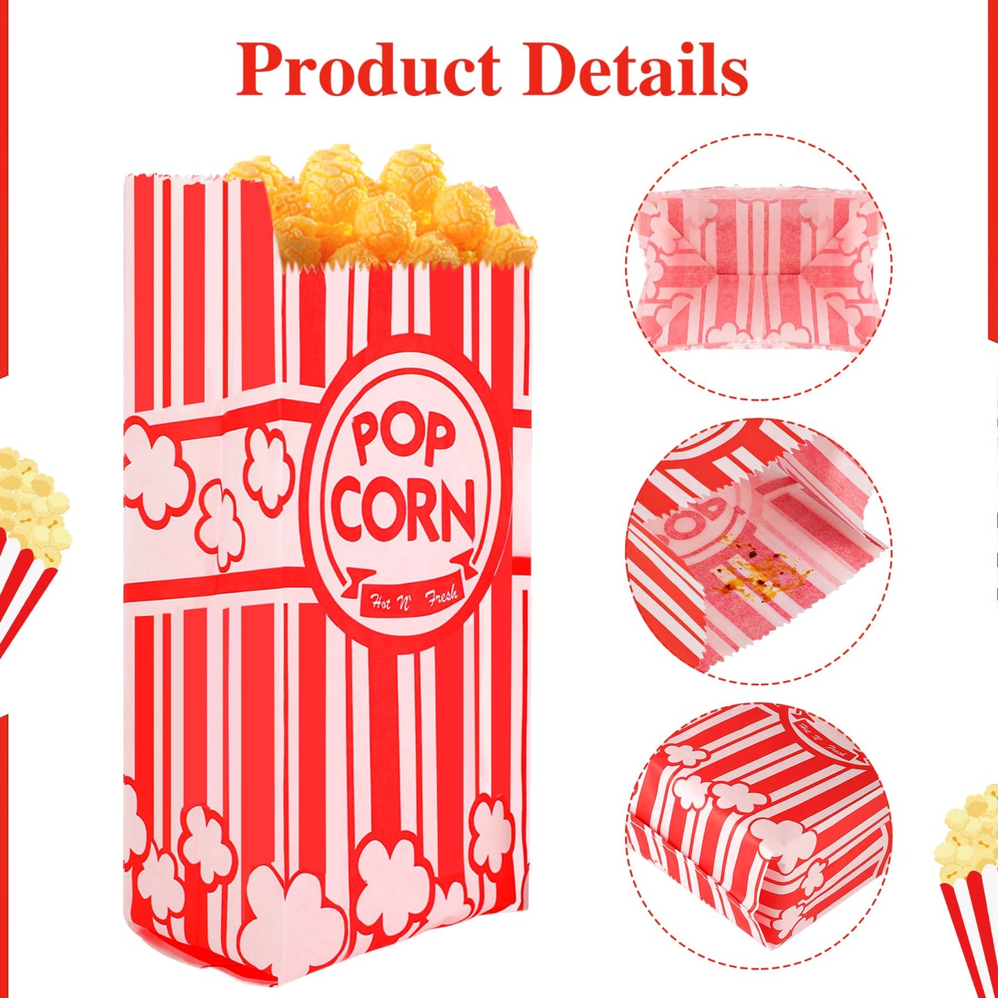 900 Pcs Popcorn Bags, 1 Oz Paper Popcorn Bag Individual Servings Bulk for Pop corn Machine Accessories Supplies Movie Nights Cinema Kitchen Supplies