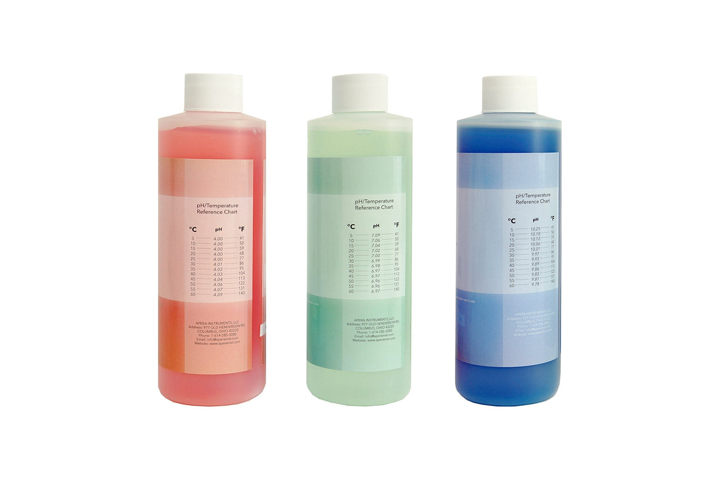 Apera Instruments, LLC-AI1104 16oz. pH Calibration Buffer Solution Kit (pH 4.00, 7.00 & 10.01), plus 3M KCL Storage Solution and CalBox