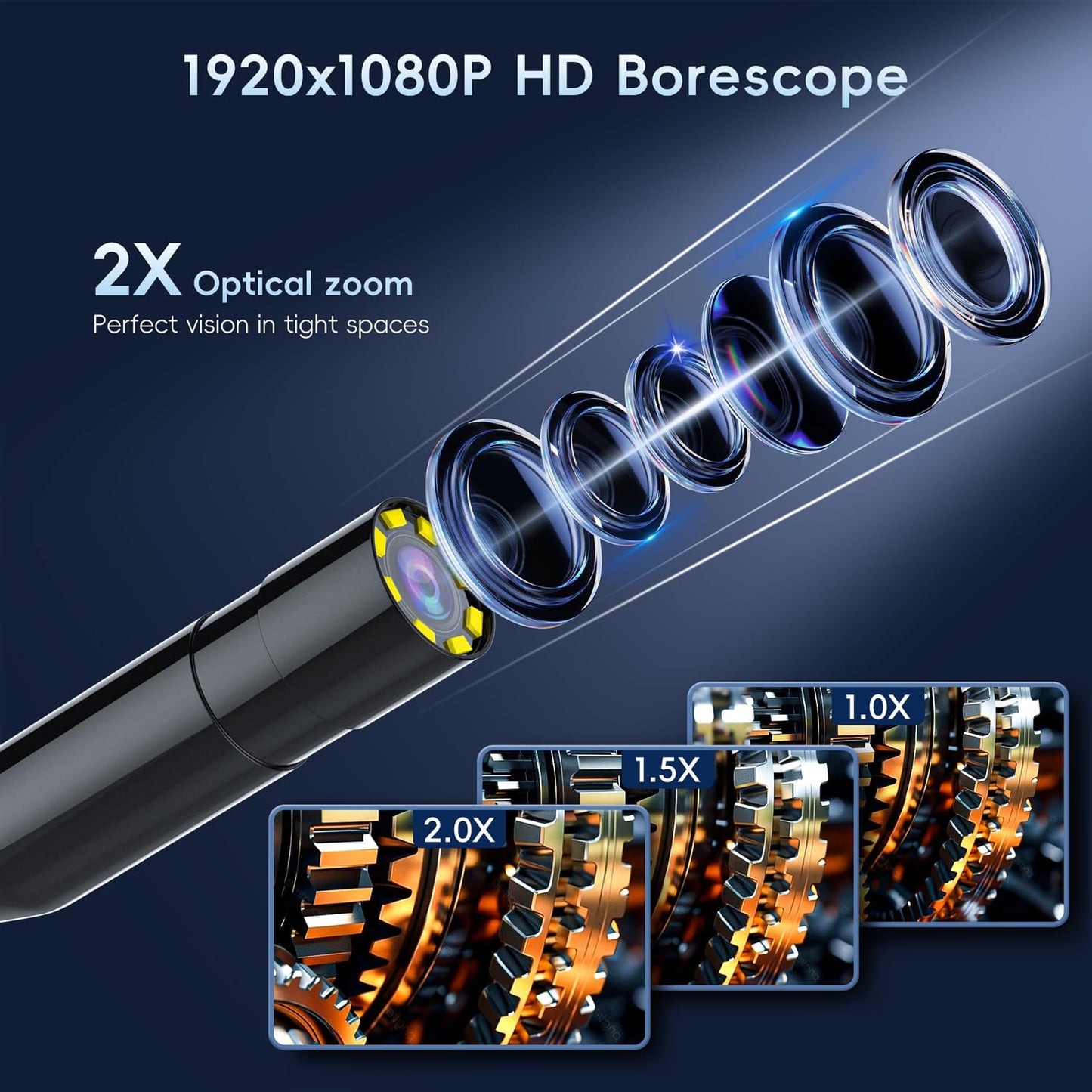 SKYBASIC Industrial Endoscope Borescope Camera with Light, 4.3'' HD Digital Handheld Waterproof Sewer Tools Snake Inspection Camera with 8 LED Lights 16.5FT Semi-Rigid Cable, Gadgets for Men