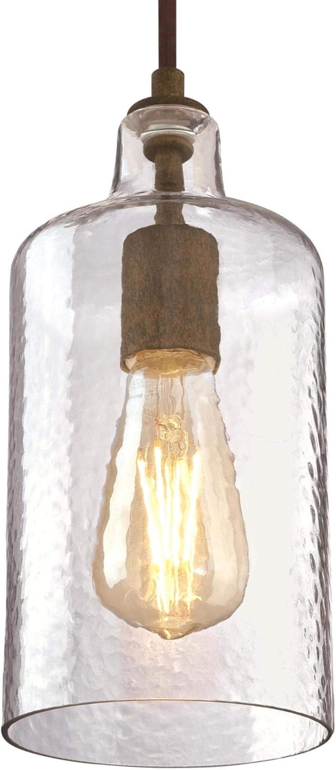 Westinghouse Lighting 6371300, Barnwood Finish with Clear Textured Glass Carmen One-Light Indoor Mini Pendant, one Size