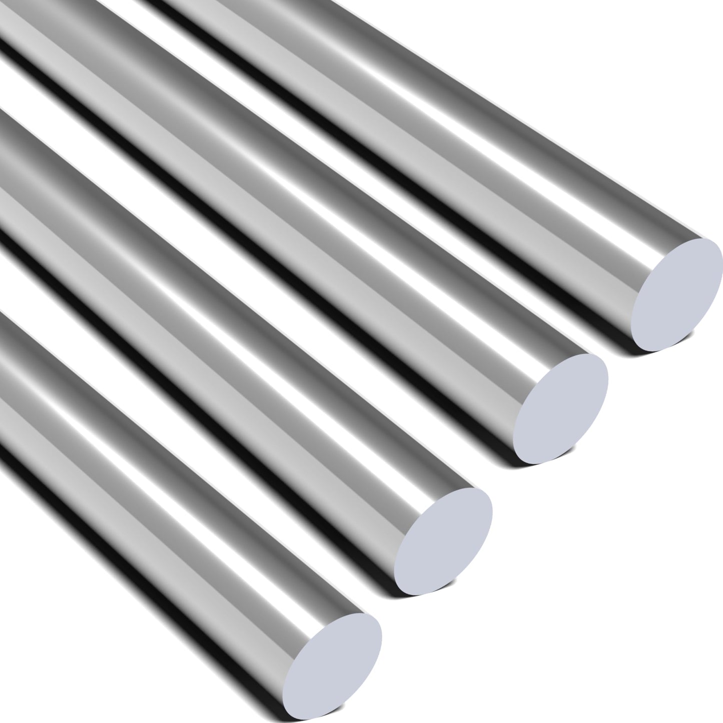 YOXMULK 4pcs 304 Stainless Steel Round Rods 1/2" Dia x 10" Length,Metal Solid Shaft Rods (4, 1/2 x 10)