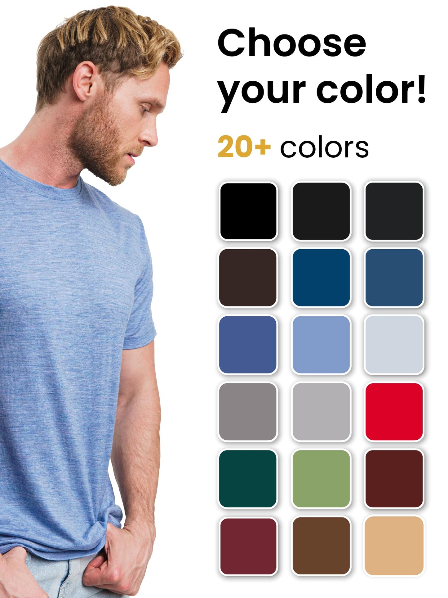 Merino.tech Merino Wool T-Shirt Mens - 100% Merino Wool Undershirt Lightweight Base Layer (Large, Heathered Black)