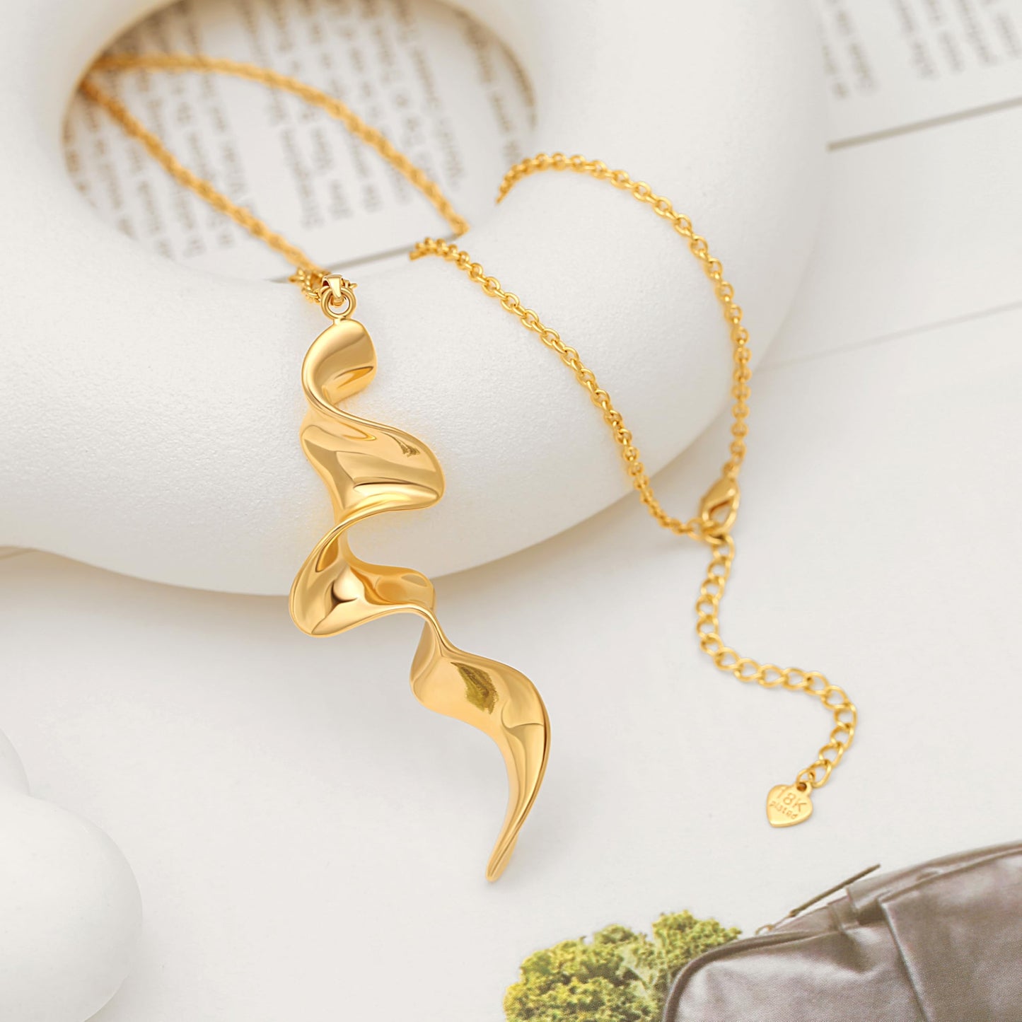 PERNNLA PEARL Dainty Gold Plated Chain Long Necklace for Women Trendy Personalized Leaf Pendant Necklace Fashion Stackable Necklaces