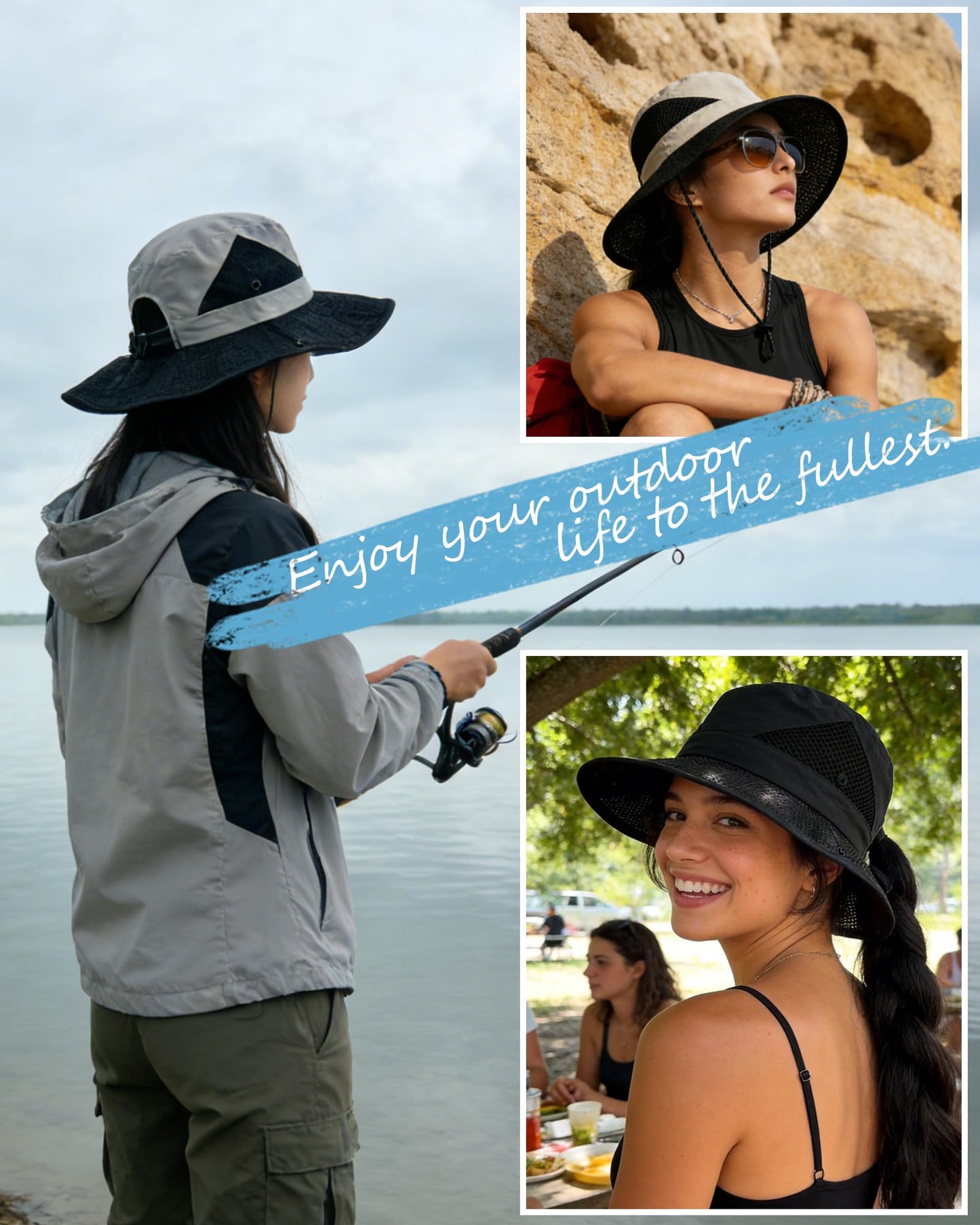 SENWAI Women's Sun Hat with Ponytail Hole, Breathable Foldable Summer Hat with Shapeable Brim for Hiking Beach Gardening, Beige