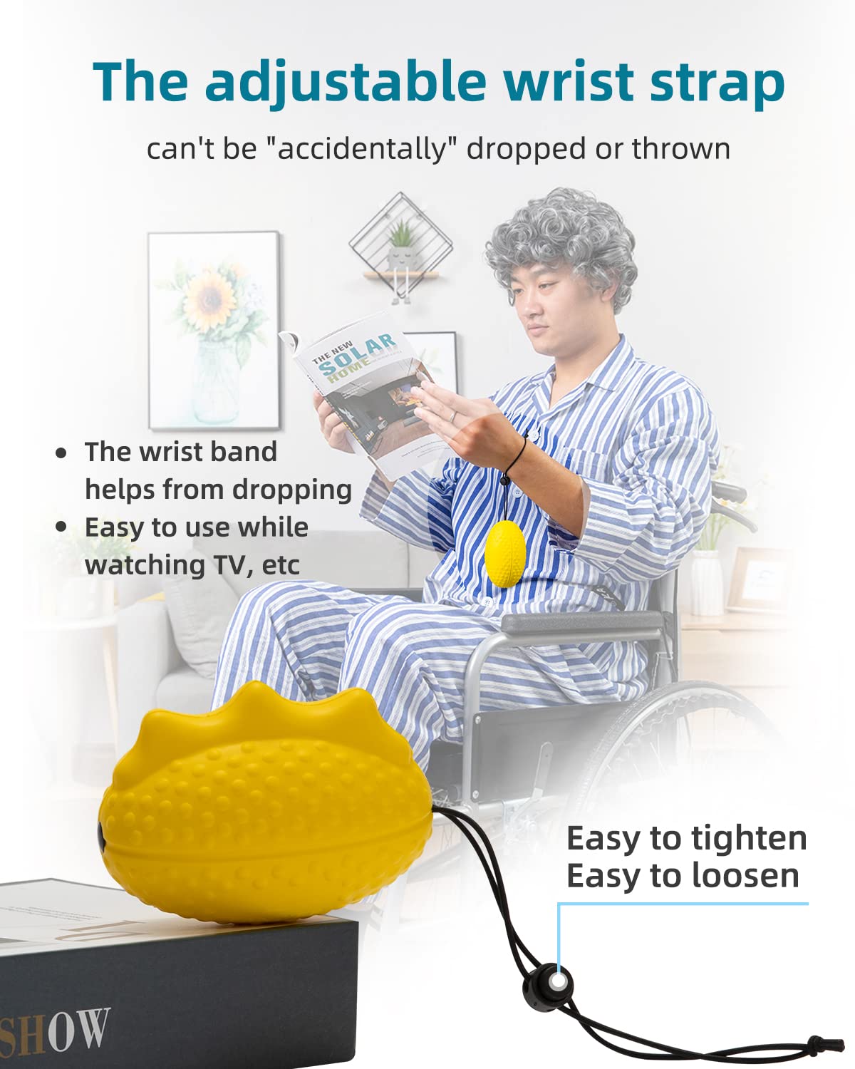 Fanwer Stress Balls for Adults and Seniors with The Adjustable Wrist Strap, Hand Exercisers for Strength, Finger Ball for Hand Therapy, Arthritis, Physical Therapy, Carpal Tunnel