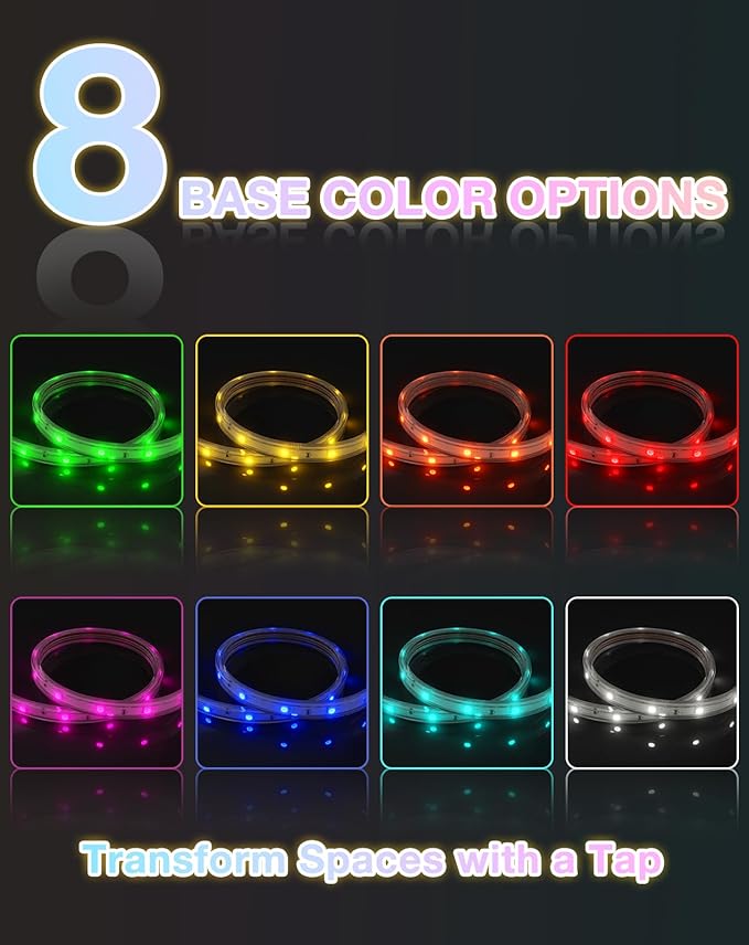 Shine Decor 120V RGB LED Strip Light Remote Control, Cold Resistant IP65 Waterproof Outdoor Strip Lighting Color Changing, Connectable Lite Multicolor Lighting Strip 7x13mm, 50 FT 450 LEDs ETL Listed