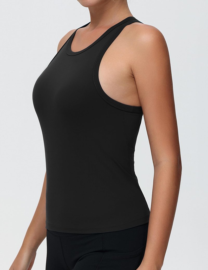 THE GYM PEOPLE Women's Racerback Workout Tank Tops Slim Fit Soft Sleeveless Yoga Shirts Black