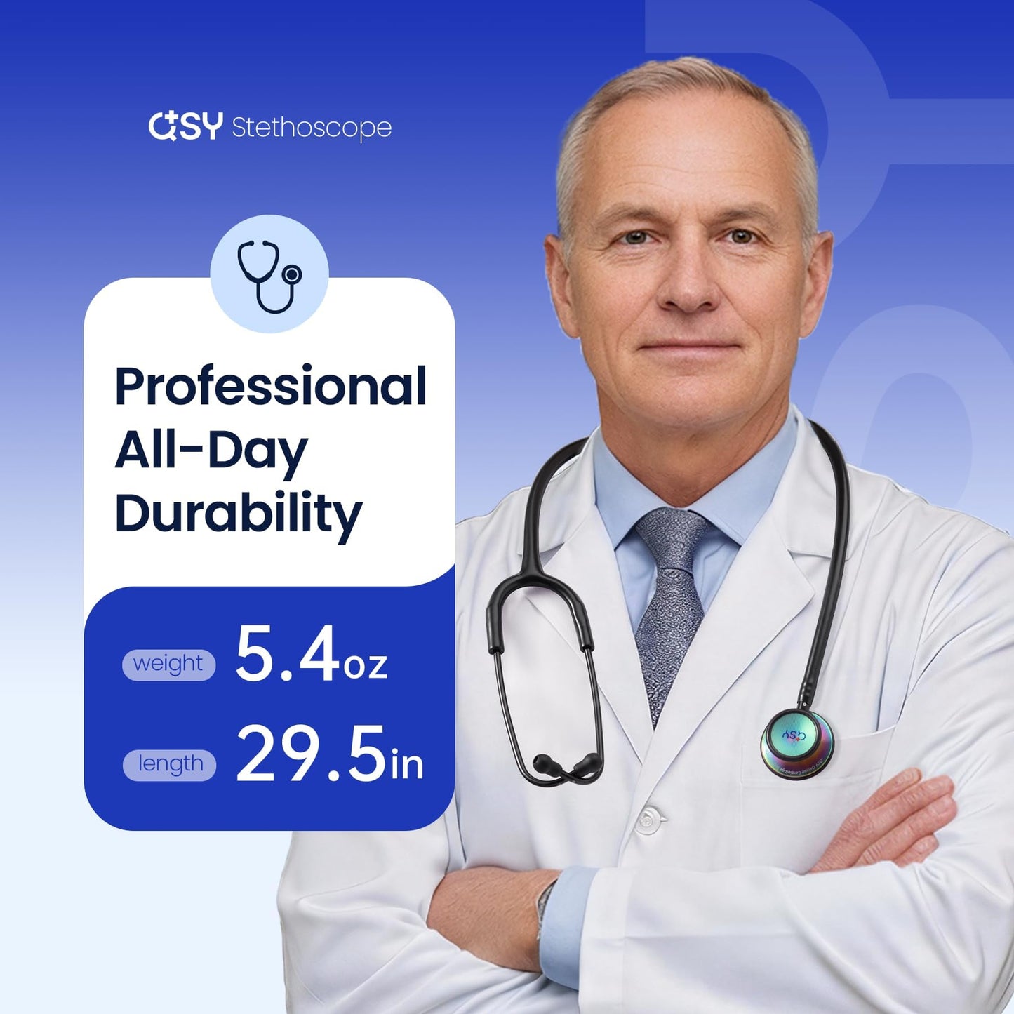 Stainless Steel Stethoscope, Dual-Frequency Chest Piece, Bell & Diaphragm & Pediatric Diaphragm, Noise-Reducing Silicone Ear Tips, Ideal for Doctors, Nurses, Students Use