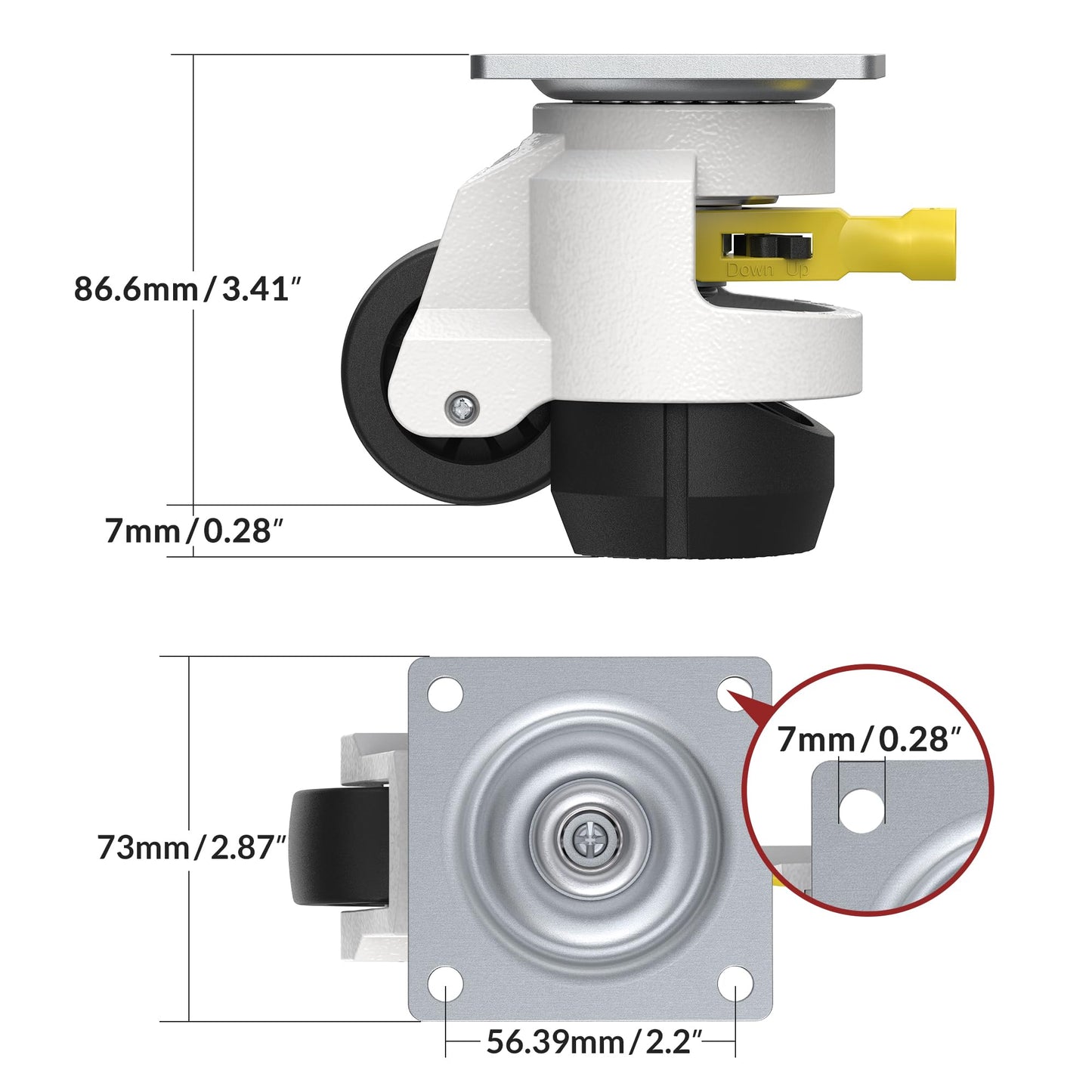 HOLKIE Leveling Casters with Ratchet Handle Design - Total Capacity 2200 lbs - Heavy Duty Industrial Casters Set of 4 with Adjustable Leveling Pads (TD60)
