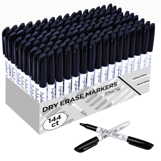 LiqInkol Dry Erase Markers Bulk, 144 Pack Black Whiteboard Markers, Chisel Point Low Odor Dry Erase Markers for School Office Home