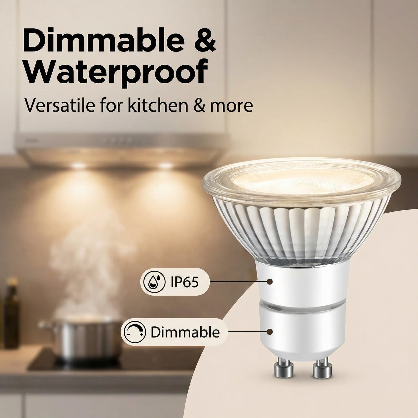 LPSAFP LED GU10 Range Hood Light Bulbs, LED Stove Appliance Light Bulb, Kitchen Light Replacement Halogen Light Bulb, 50W Equivalent, Warm White 120V/AC, 6W 550 Lm, Dimmable,Waterproof IP65 Pack of 2