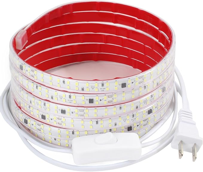 LED Rope Lights AC 110V LED Strip Lights Outdoor Waterproof 32.8ft 240LEDs/m 4000K White Lightings IP65 Cuttable Tape Lights for Indoor Closet Kitchen Cabinet Lights