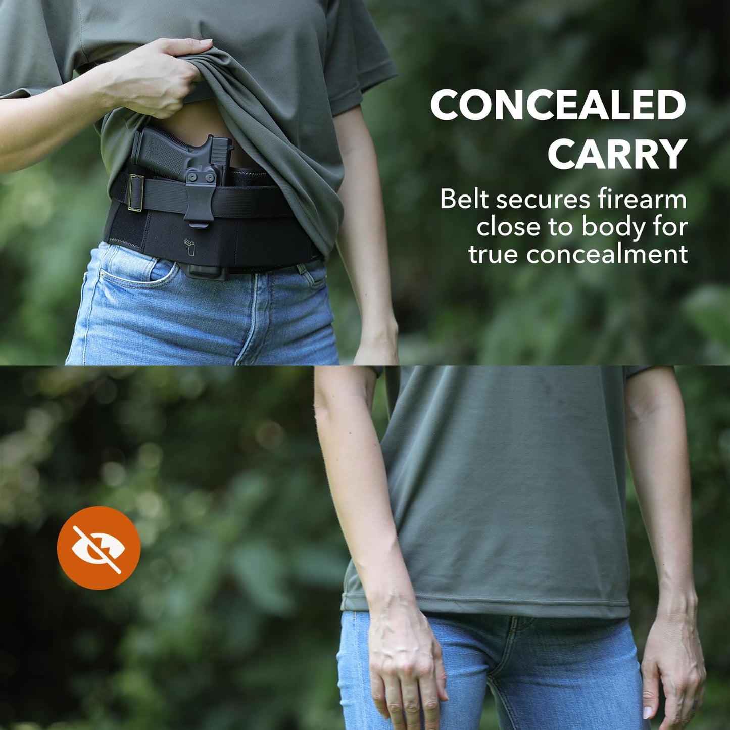 MUNALO Belly Band Holster for Women & Men Gun Holsters for Concealed Carry Tactical Pistol Belt Compatible with Any Kydex Holster for Running, Hiking, Jogging & EDC (Kydex Holster not Included)