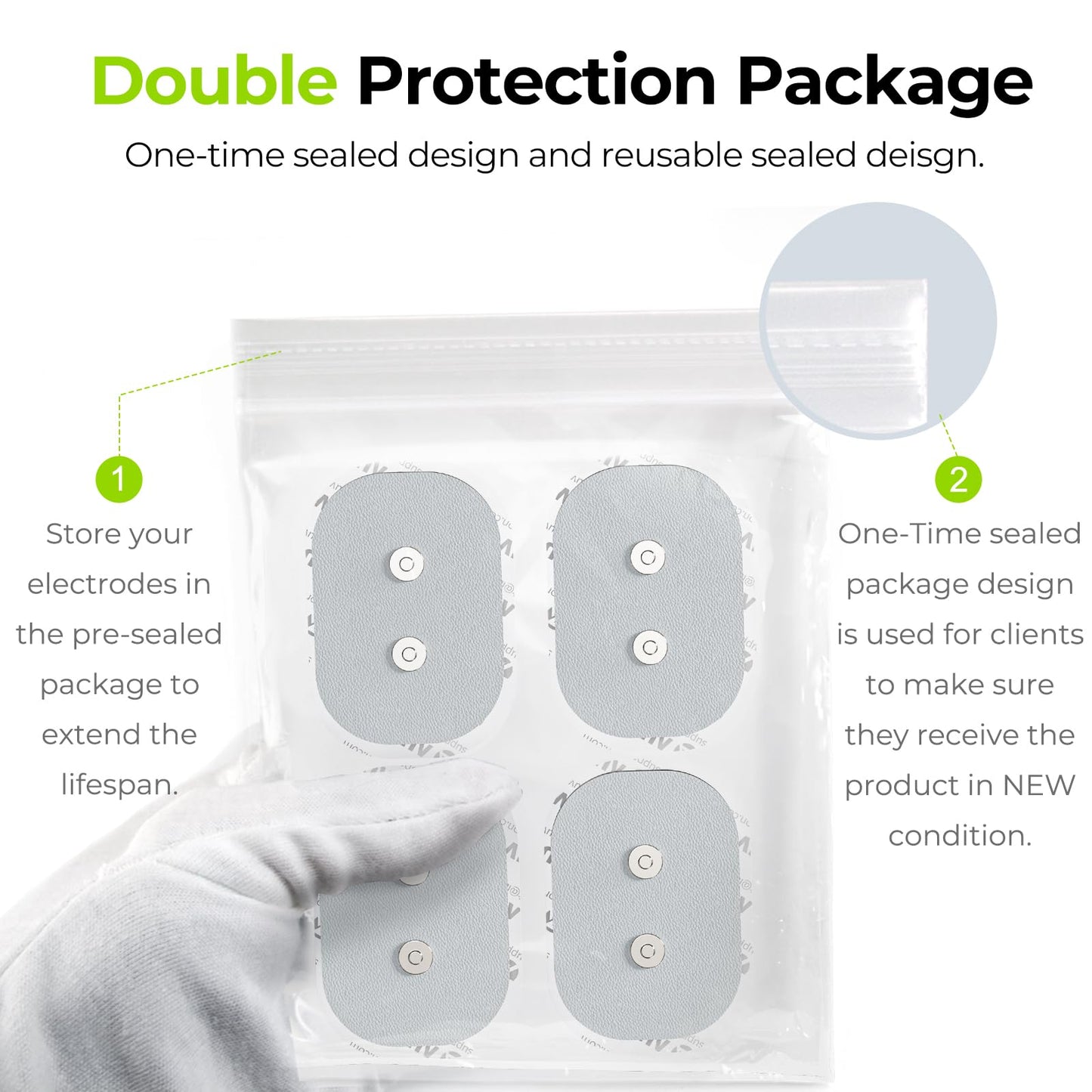 AUVON Official Wireless TENS Unit Electrode Pads Only Compatible with AUVON Wireless TENS Device TX6224, 12-Pack Reusable TENS Unit Replacement Pads in 2 Sizes, Premium Stickiness & Skin Friendly